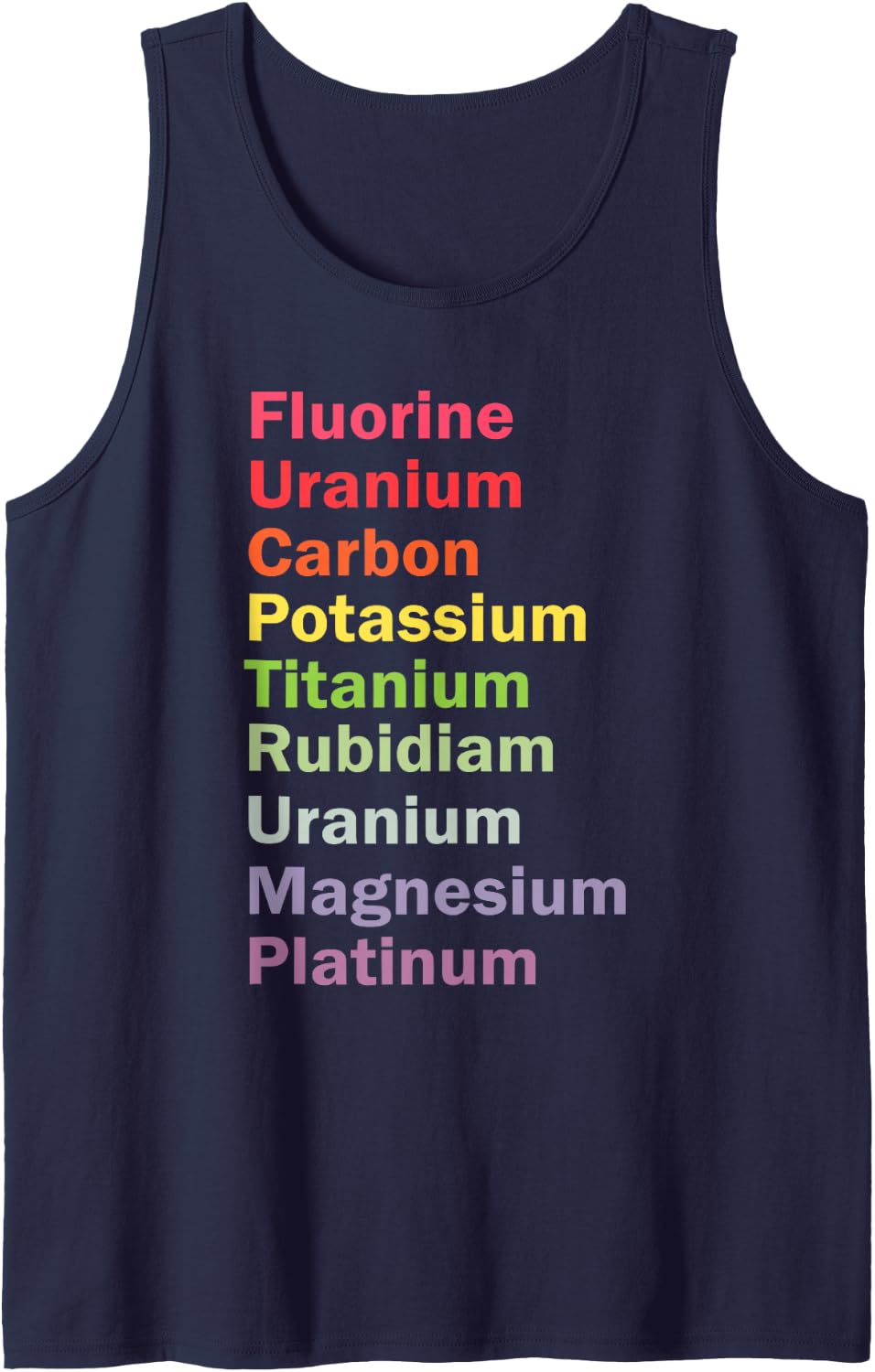 Periodic Table Elements Political Fluorine Uranium Potassium Sleeveless Tank Top - Navy Blue