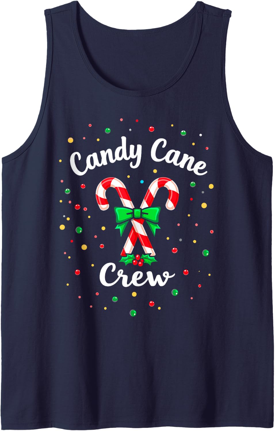 Candy Cane Crew Christmas Lights Funny Xmas Party Tee Tank Top - Navy Blue