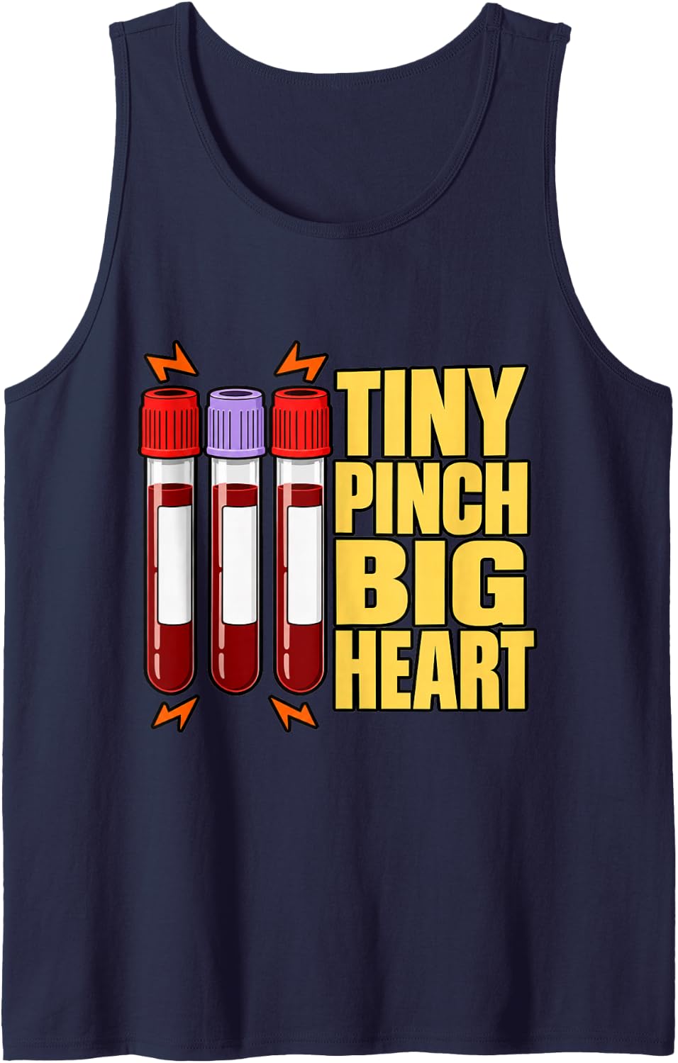 Phlebotomist Tiny Pinch Big Heart Tubes Lab Tech Nurse Funny Sleeveless Tank Top - Navy Blue