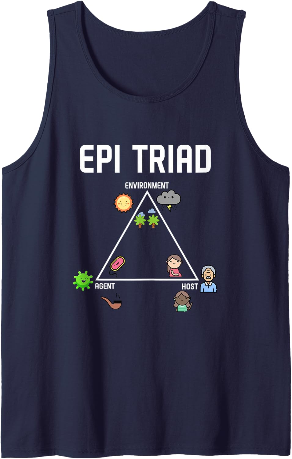 Epi Triad Epidemiology Triangle Epidemiologist Student EPI Sleeveless Tank Top - Navy Blue