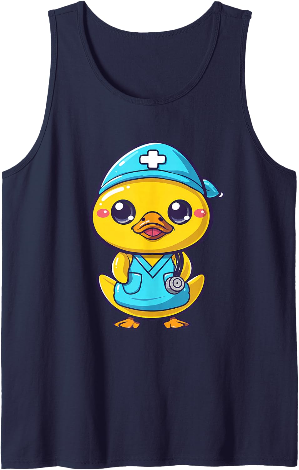 Rubber Duck Nurse Nursing Rubber Duck Lover Stethoscope Sleeveless Tank Top - Navy Blue