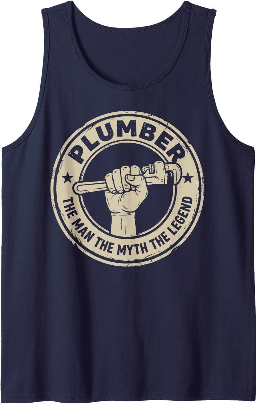 Plumber The Man The Myth The Legend Plumbing Pipe Wrench Tee Sleeveless Tank Top - Navy Blue