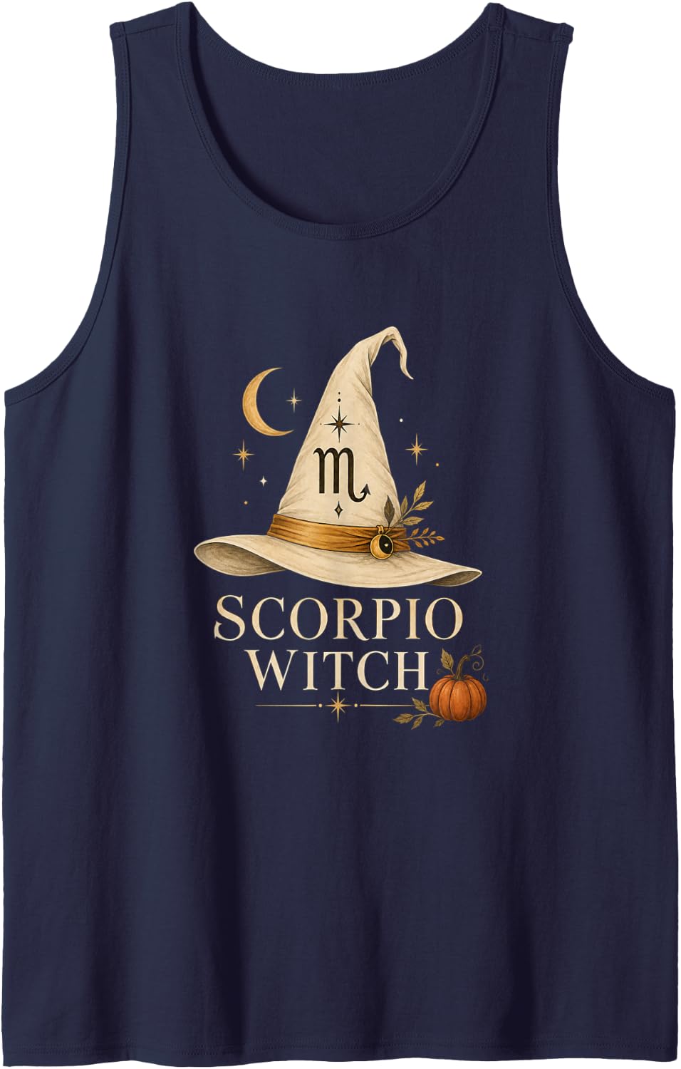 Scorpio Witch Astrology Halloween Zodiac Star Sign Sleeveless Tank Top - Navy Blue