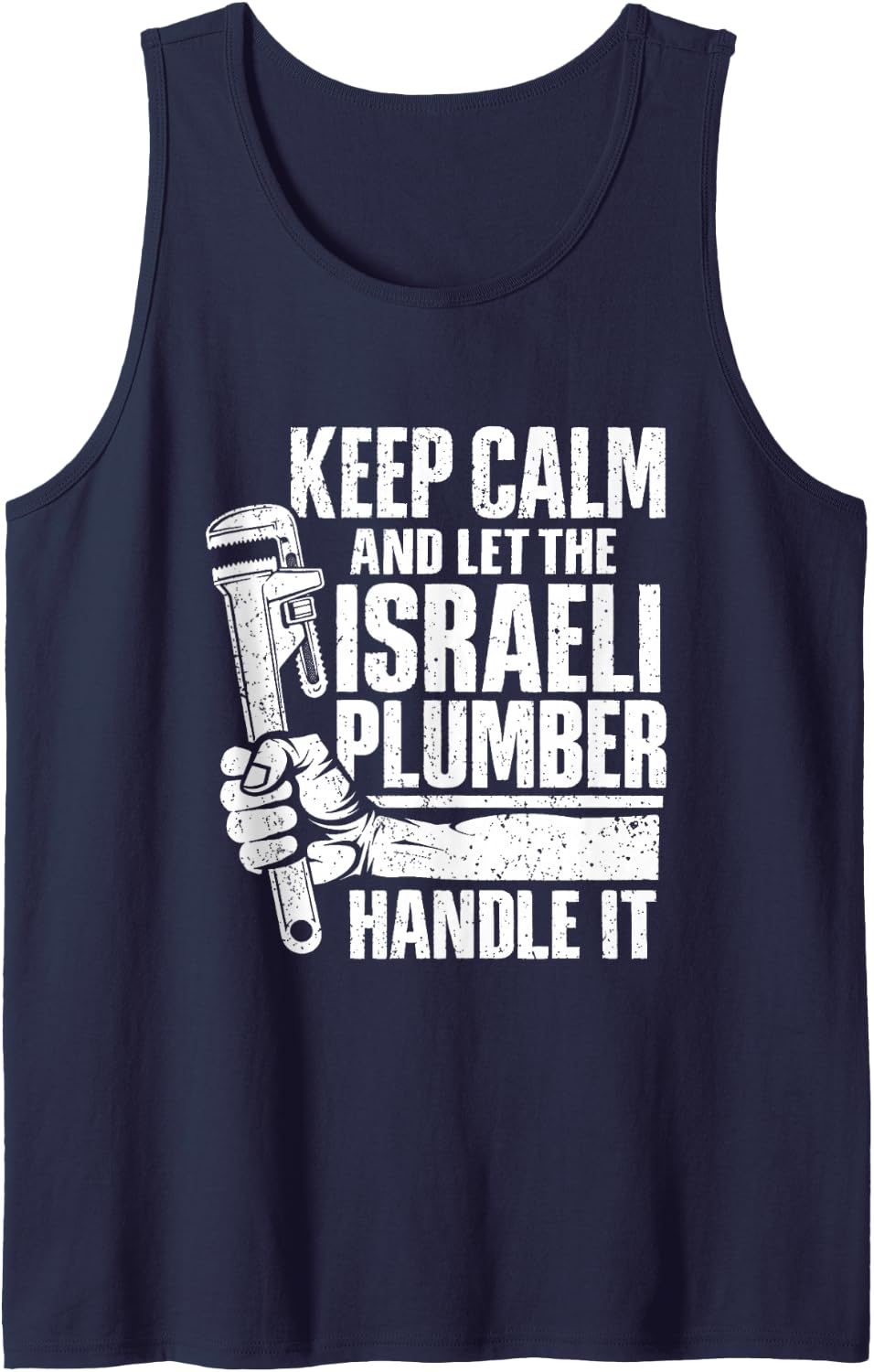 Keep Calm Let The Israeli Plumber Handle It Modern Heroes Sleeveless Tank Top - Navy Blue