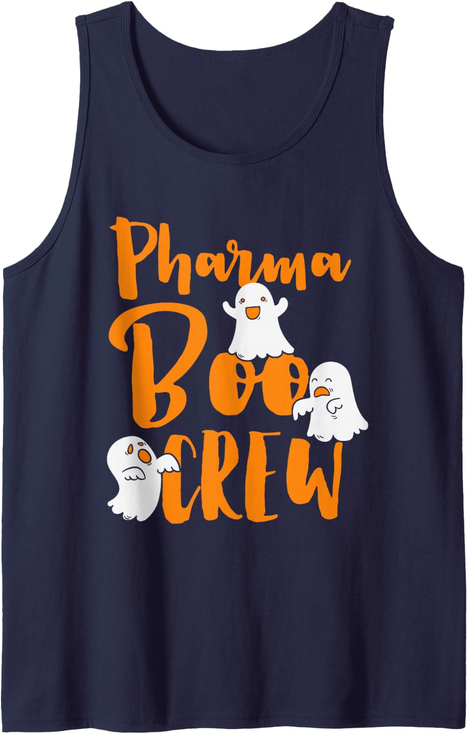 Pharma Boo Crew Halloween Costume Match Pharmacist Sleeveless Tank Top - Navy Blue