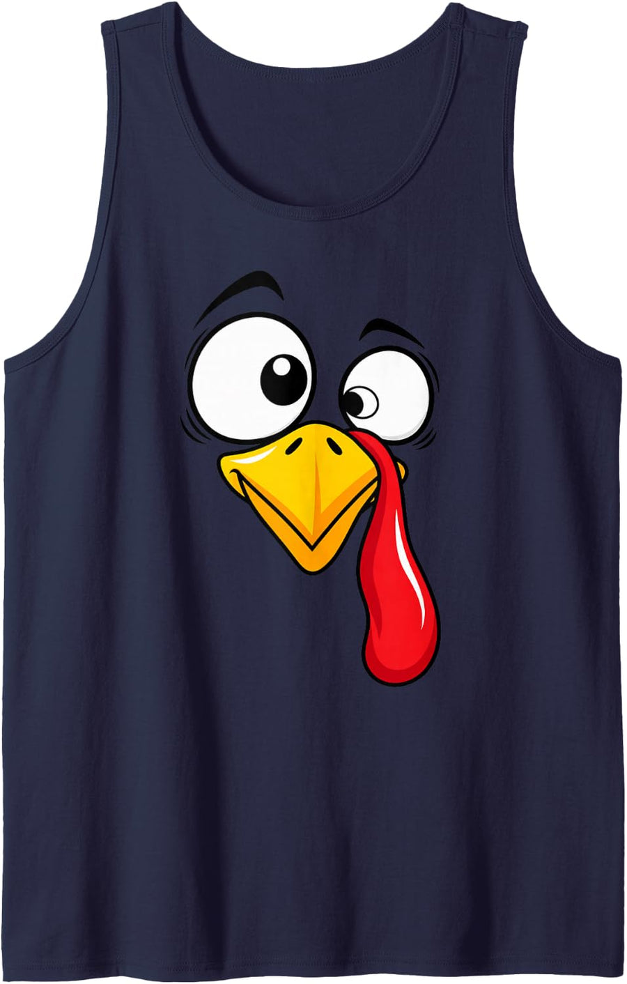 Turkey Face Thanksgiving Funny Autumn Holiday Illustration Sleeveless Tank Top - Navy Blue