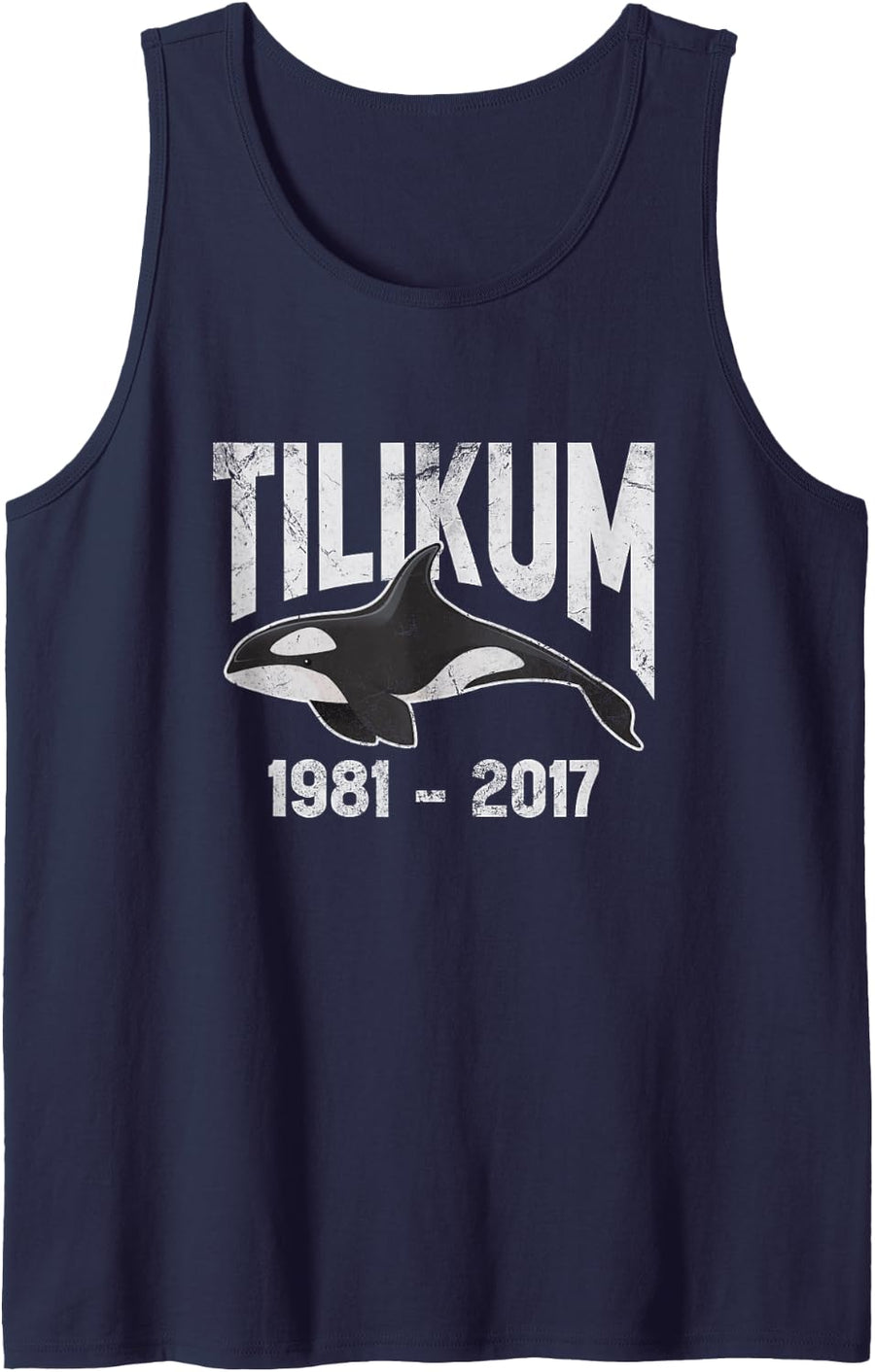Tilikum 1981-2017 Free Tilikum Save Tilly Orca Whale Grunge Tank Top - Navy Blue