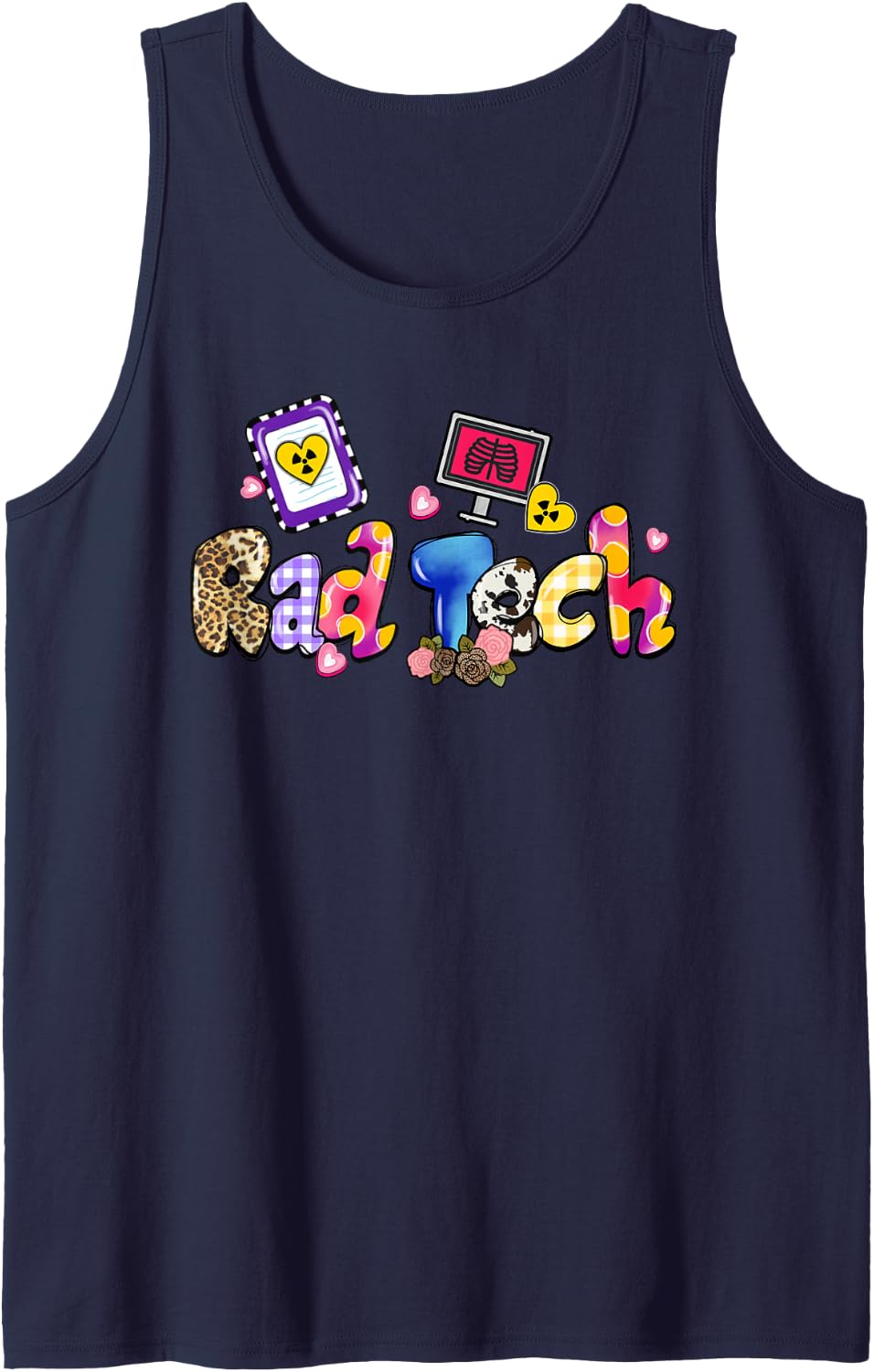 Rad Tech Leopard Funny Rad Tech Gifts Sleeveless Tank Top - Navy Blue