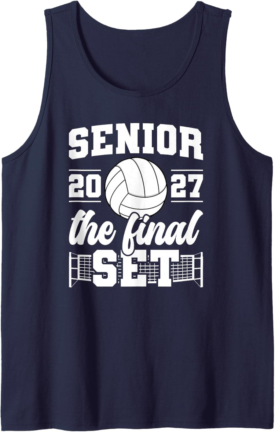Volleyball Senior 2027 Final Set Senior Volleyball Player Sleeveless Tank Top - Navy Blue