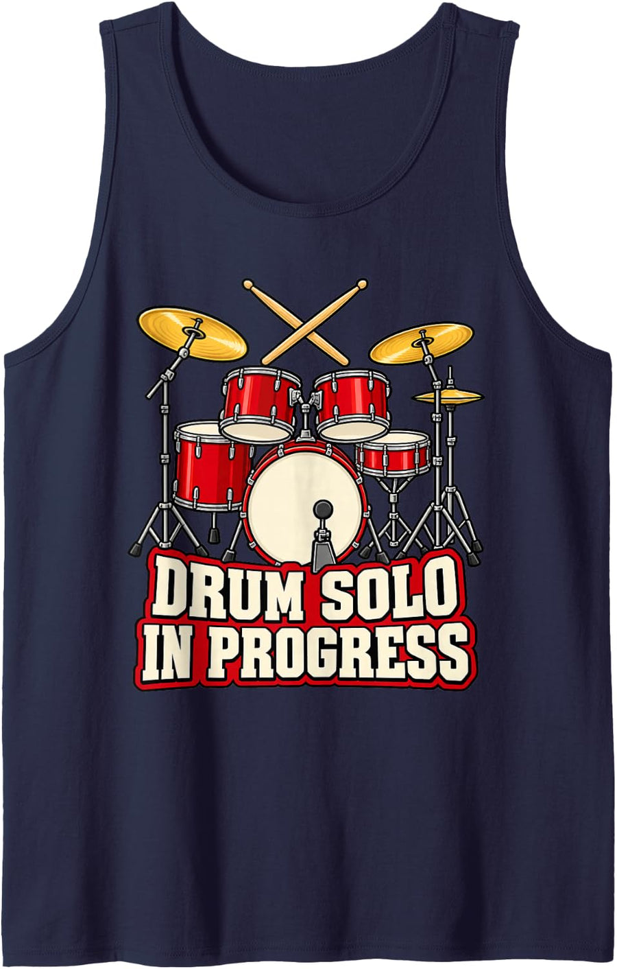 Drummer Drum Solo in Progress Funny Percussion Sleeveless Tank Top - Navy Blue