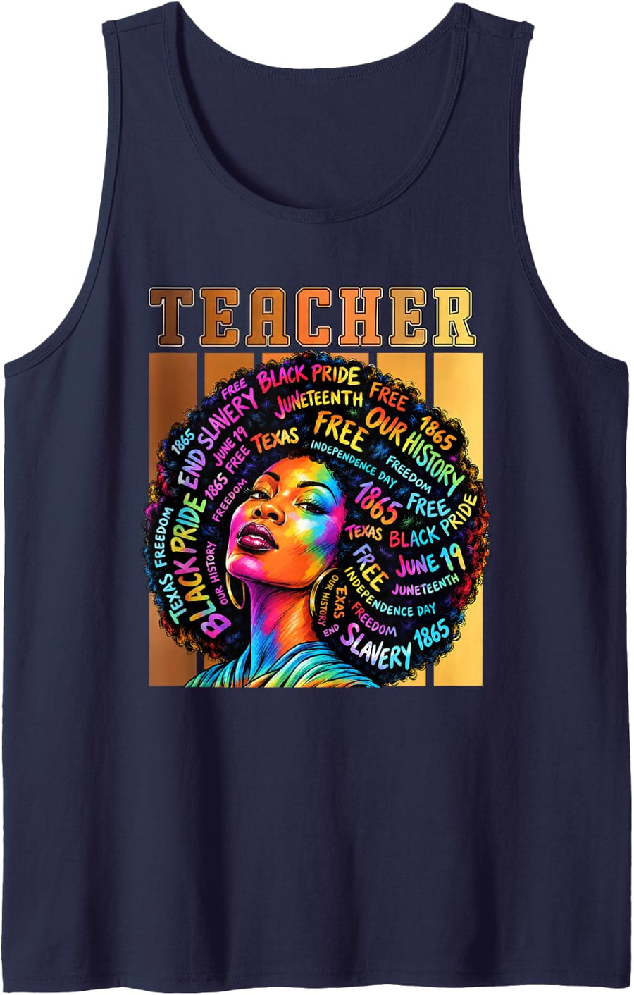Black Smart Teacher Afro Love Melanin African American Women Sleeveless Tank Top - Navy Blue