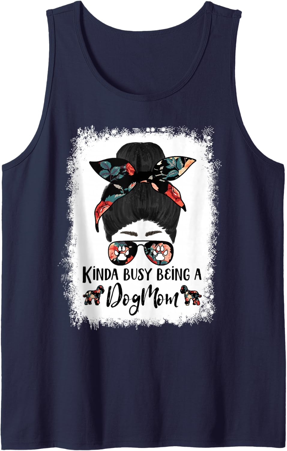 Cockapoo Kinda Busy Being A Dog Mom Funny Messy Bun Tank Top - Navy Blue