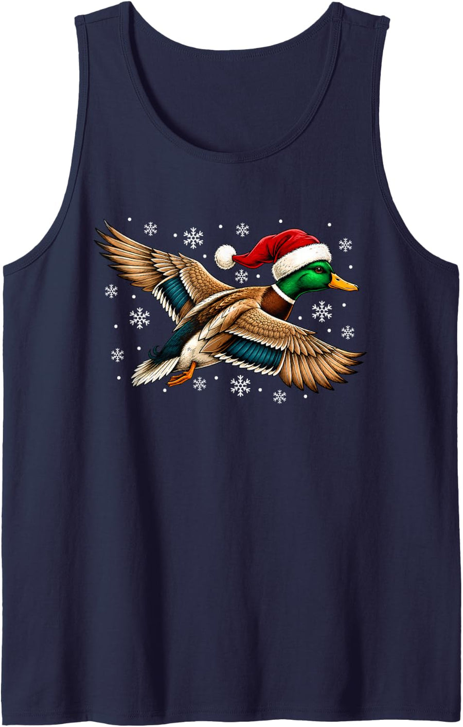 Festive Santa Hat Christmas Mallard Duck Hunting Sleeveless Tank Top - Navy Blue