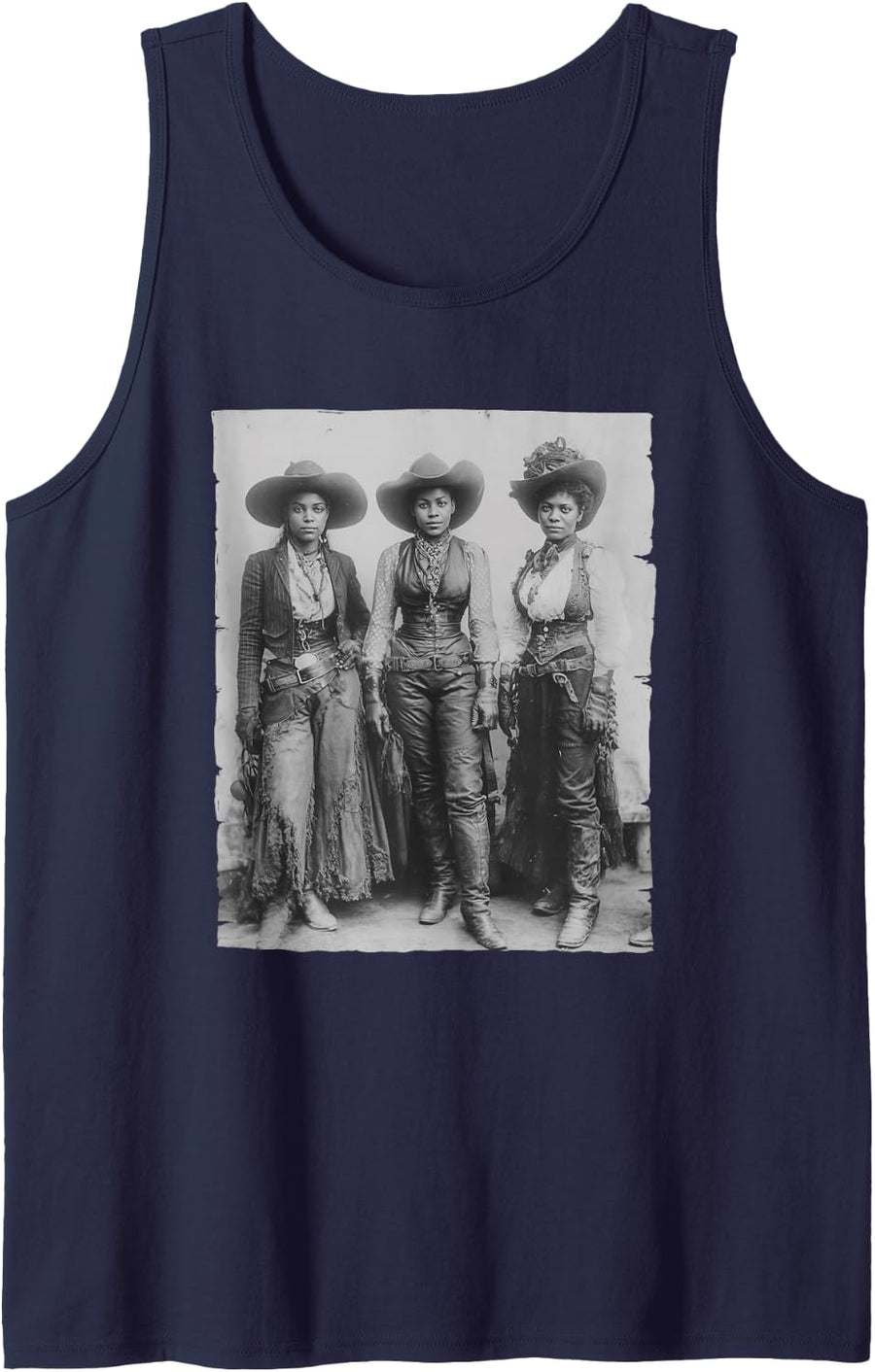 Black African American Cowgirl Western Country Texas Rodeo Tank Top - Navy Blue