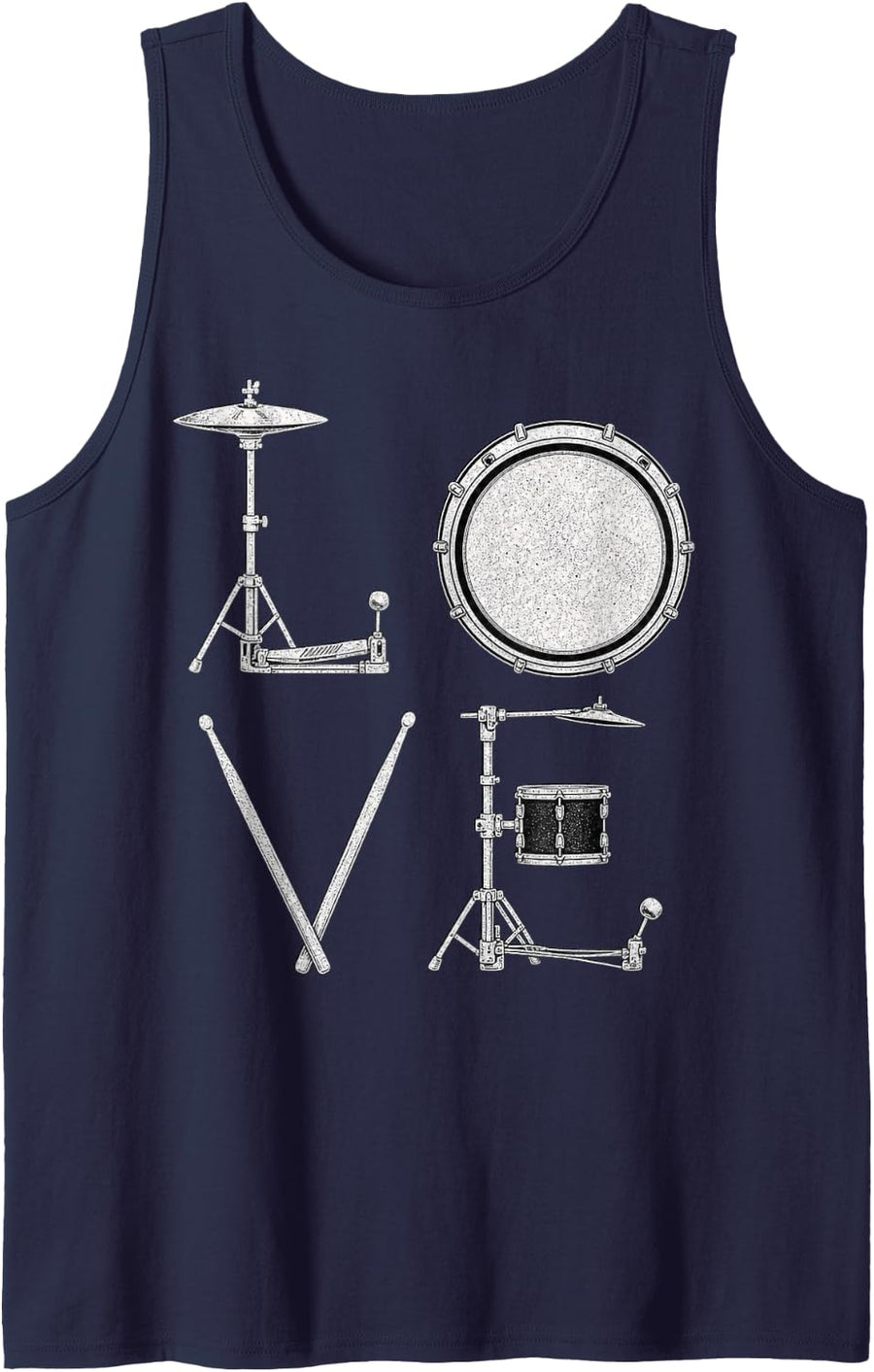 Drum Kit Love Illustration for Music Enthusiasts Tank Top - Navy Blue