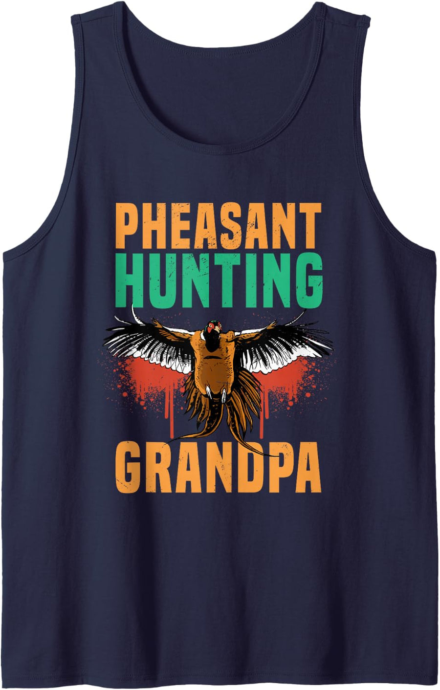 Pheasant Hunting Grandpa Game Sport Sleeveless Tank Top - Navy Blue