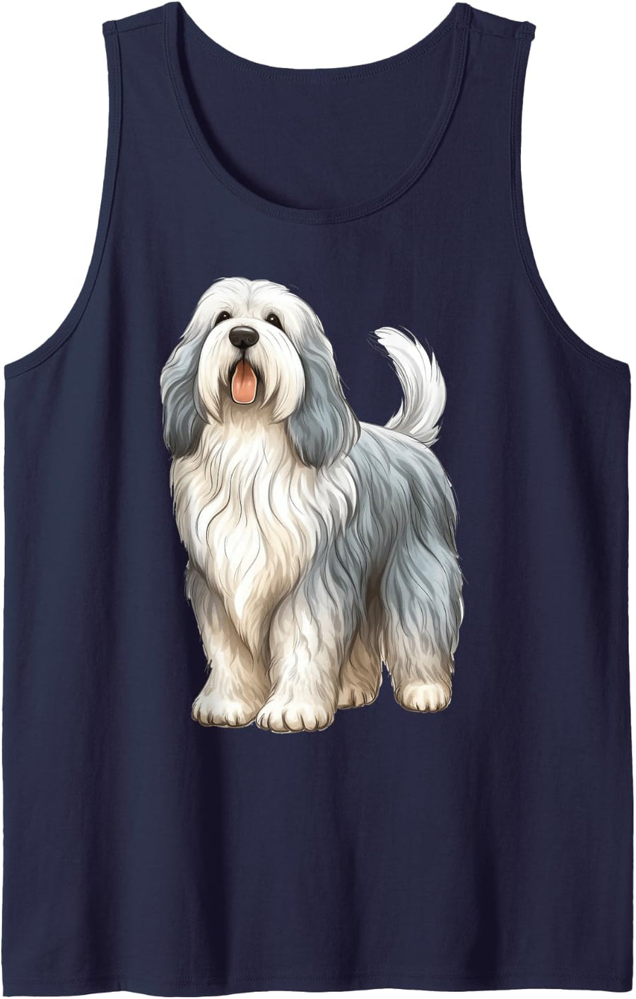 Polish Lowland Sheepdog Dog Mom Dad Puppy Breeder Memorial Sleeveless Tank Top - Navy Blue