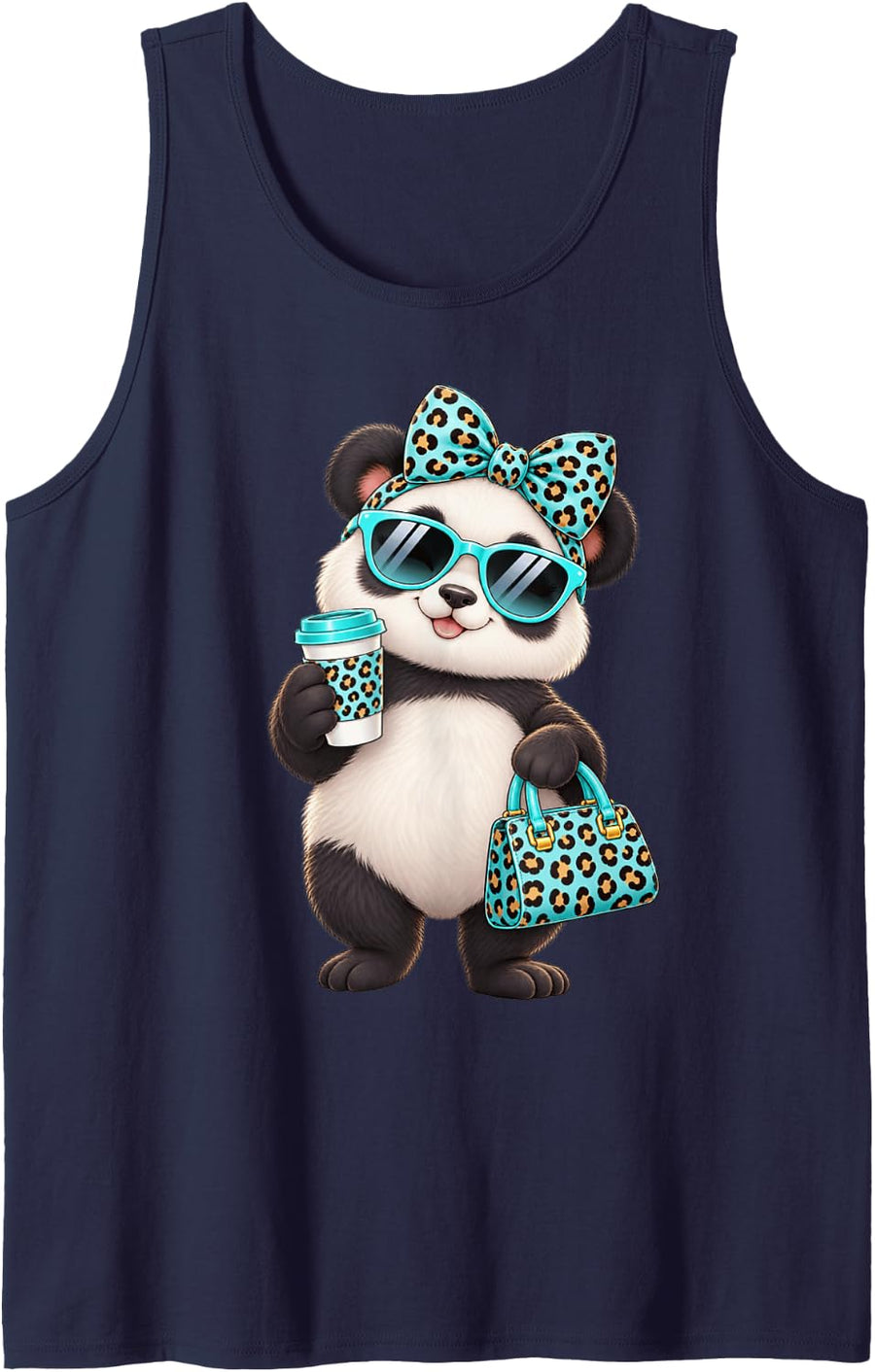 Panda Lady Sleeveless Tank Top - Navy Blue