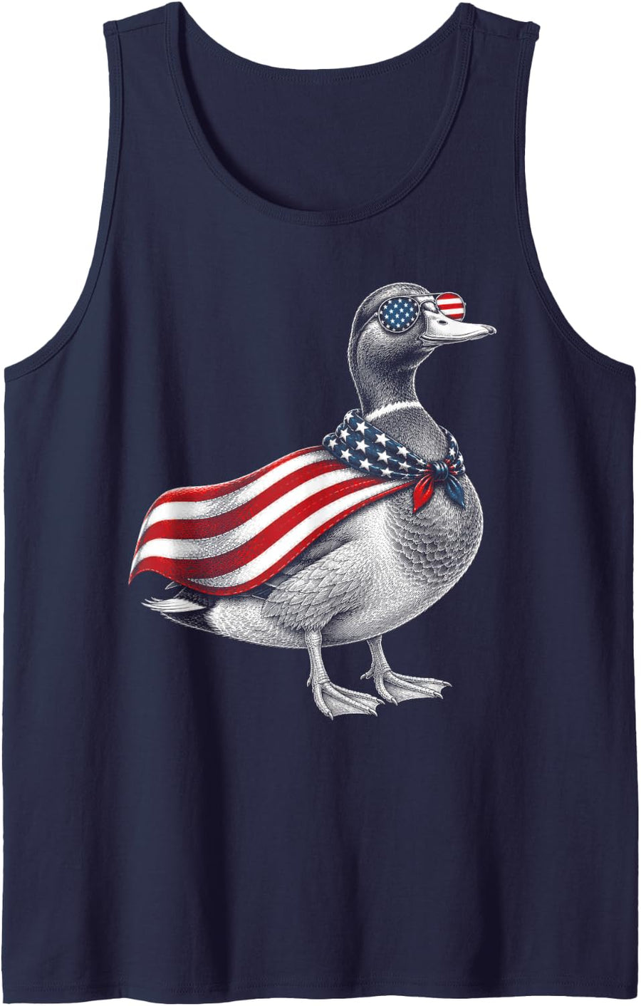 Mallard Duck 4th of July US American Flag Farm Animal Tank Top - Navy Blue