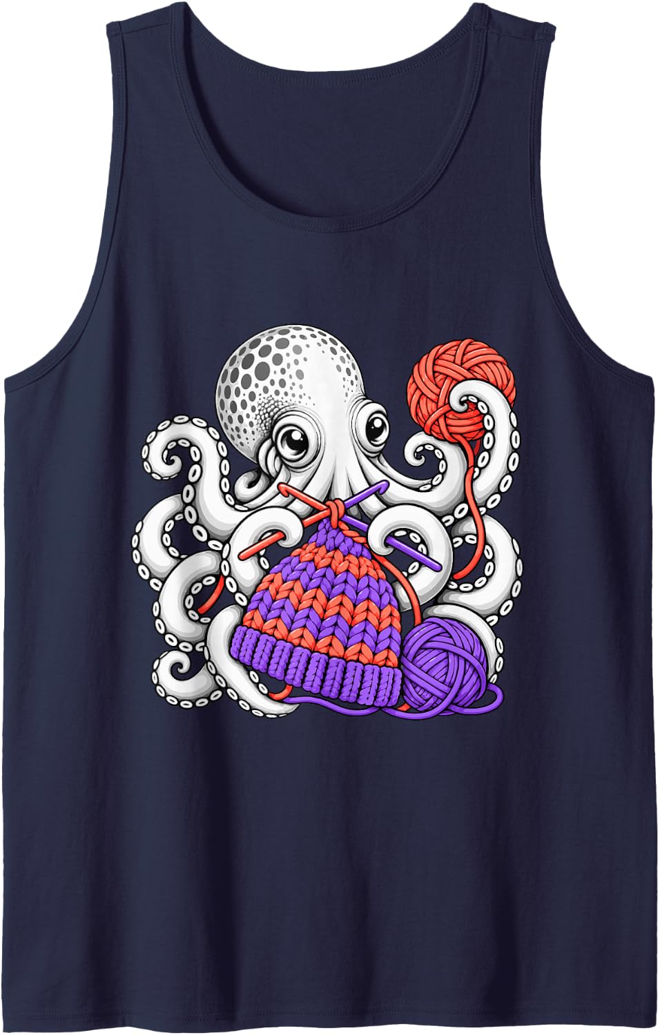 Yarn Lover Sleeveless Tank Top - Navy Blue