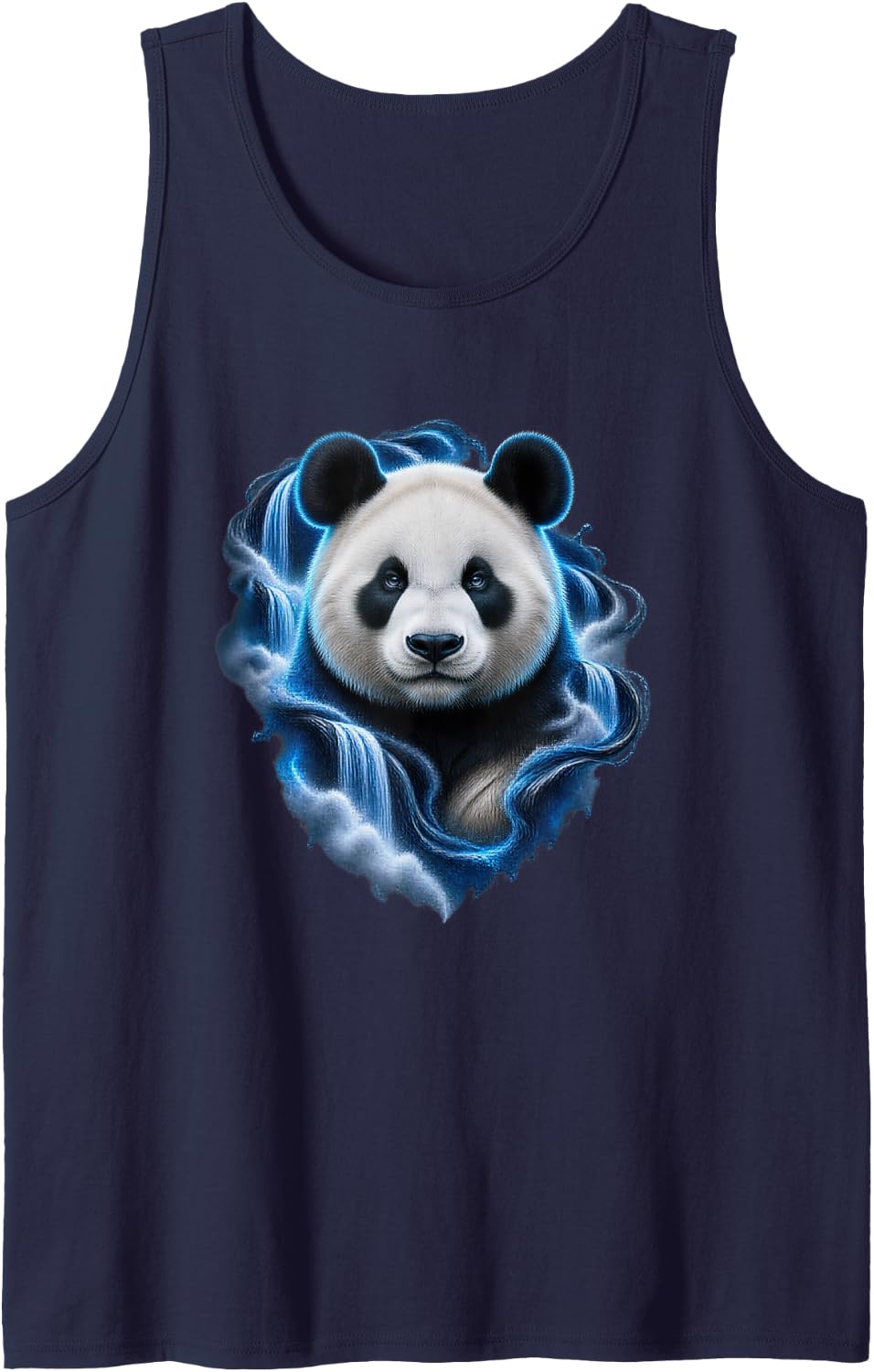 Giant Panda with Midnight Waterfall Animal Art Sleeveless Tank Top - Navy Blue