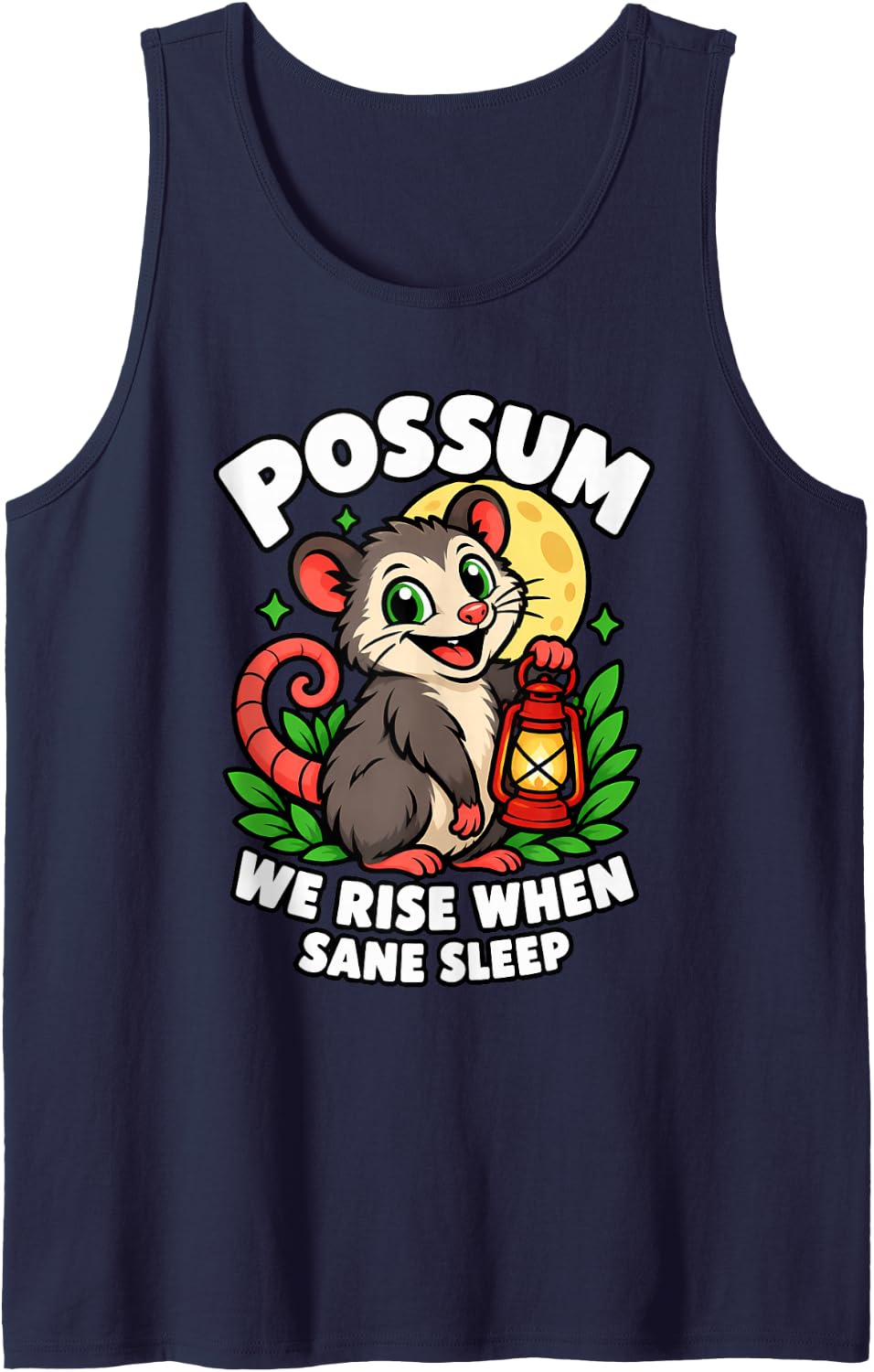 Possum Gang We Rise When Sane Sleep Nocturnal Meme Opossum Sleeveless Tank Top - Navy Blue