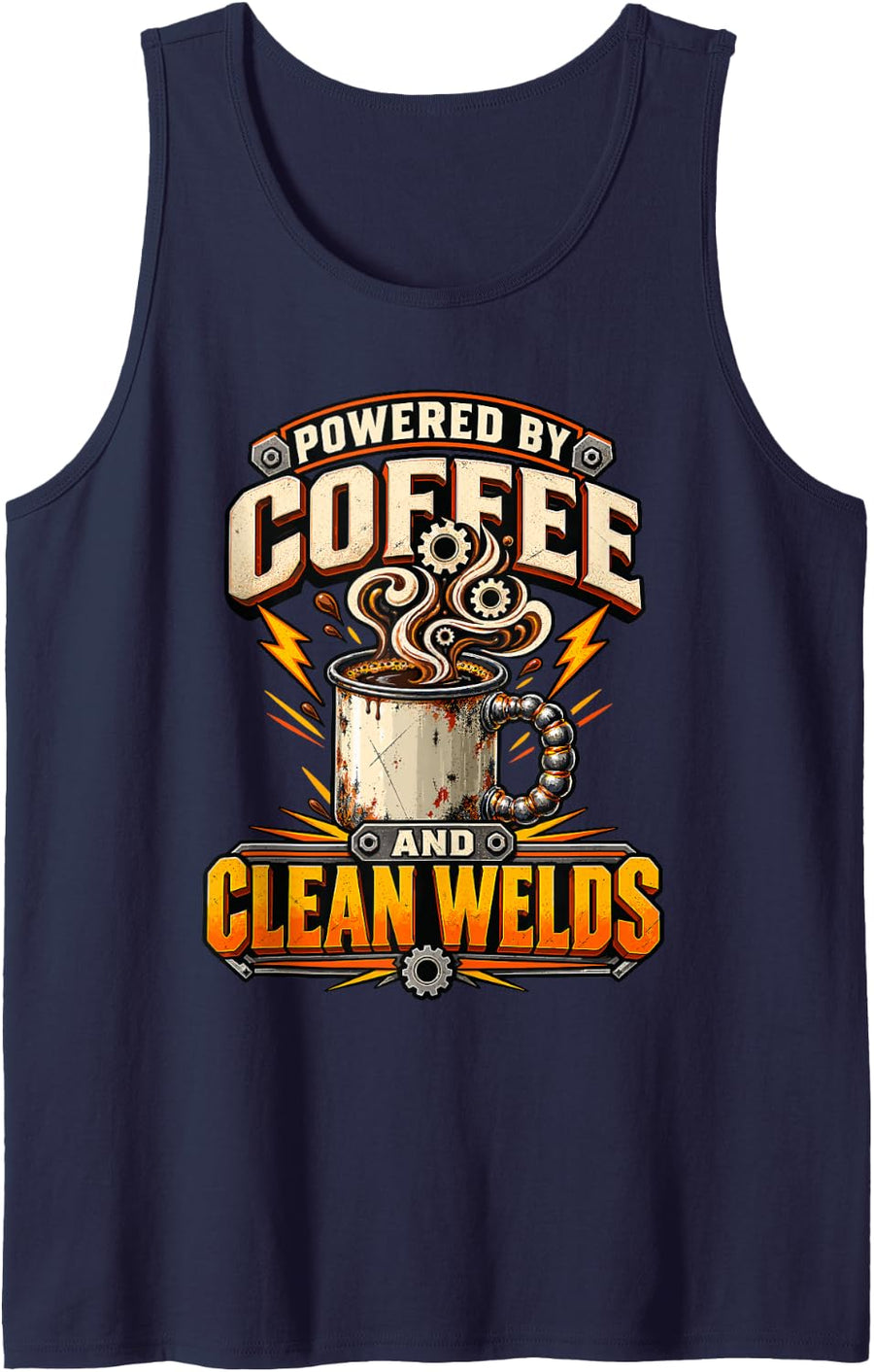 Funny Welding Worker Coffee Lover Welder Tank Top - Navy Blue