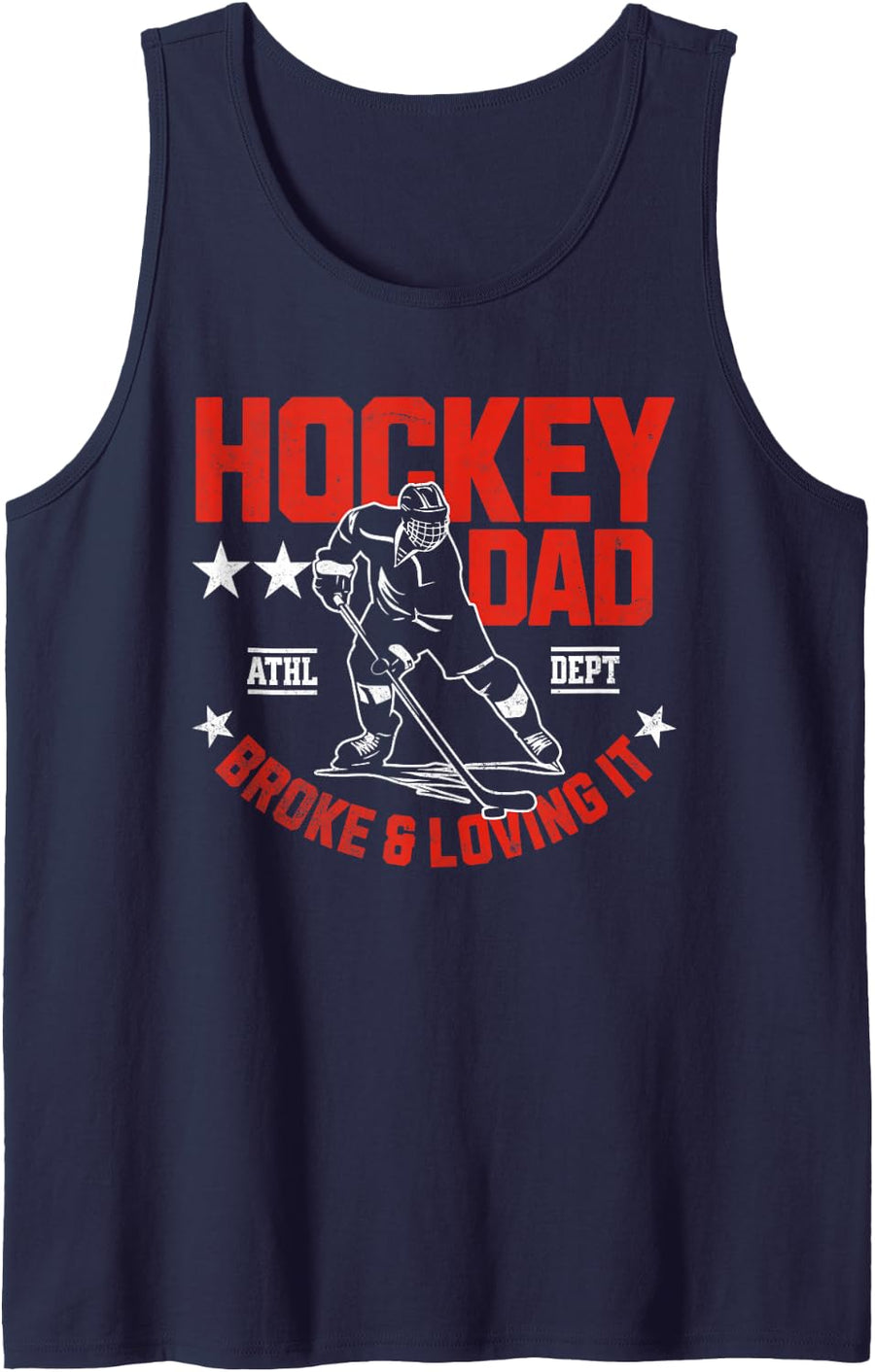 Broke Hockey Dad Life Sarcasm Meme Sleeveless Tank Top - Navy Blue