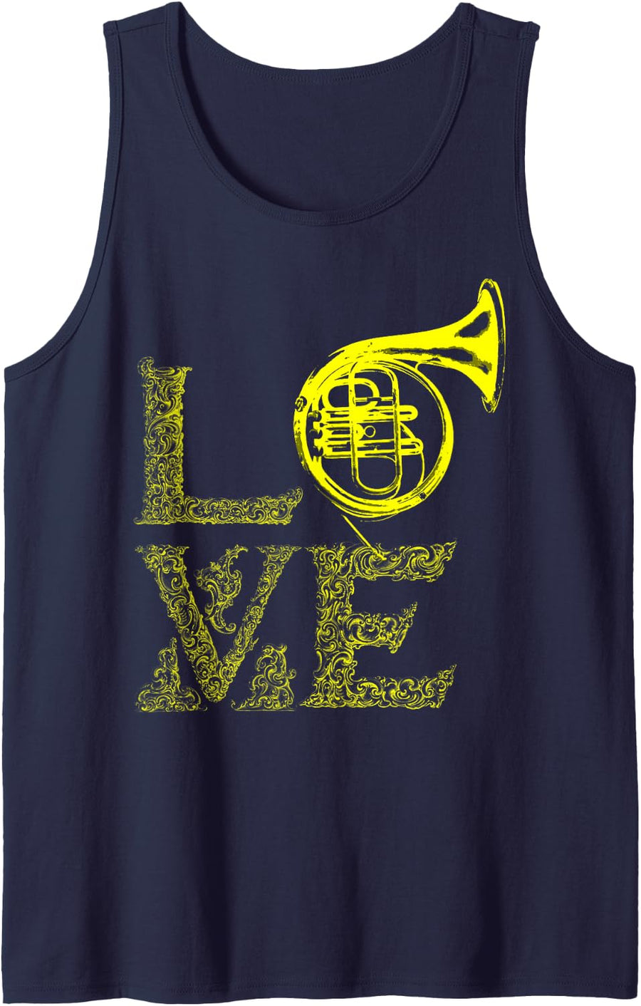 French Horn French Horn Love Funny Sleeveless Tank Top - Navy Blue