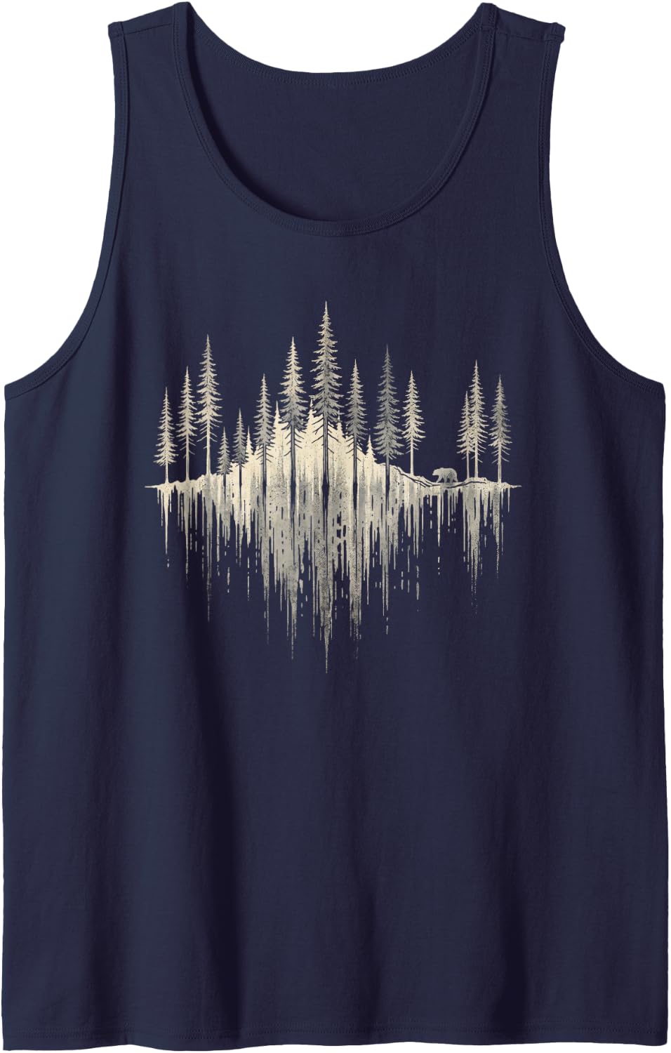 Nature Reflection Outdoor Wildlife Trees Forest Sleeveless Tank Top - Navy Blue