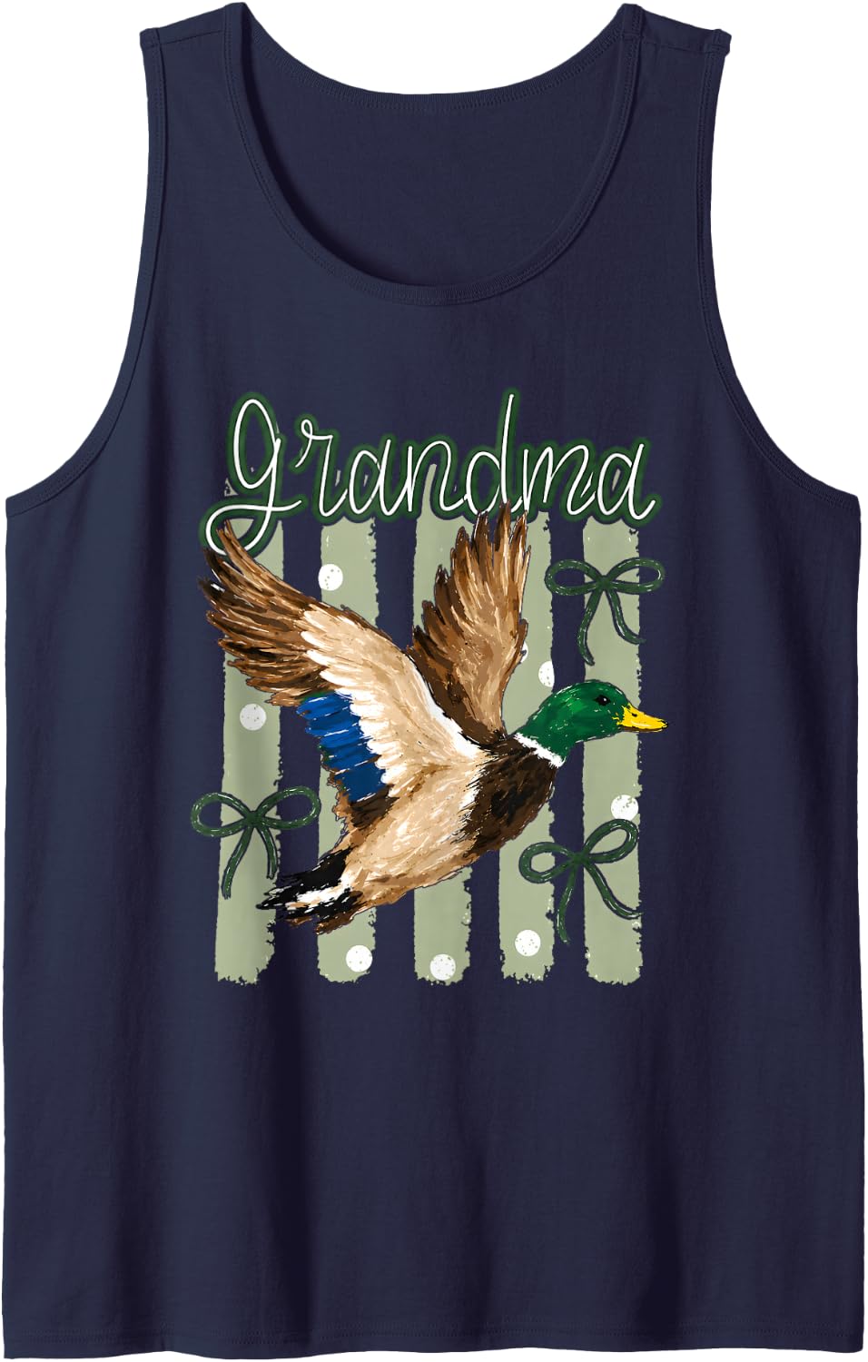 Duck Hunting Grandma Mallard Duck Hunter Women Sleeveless Tank Top - Navy Blue
