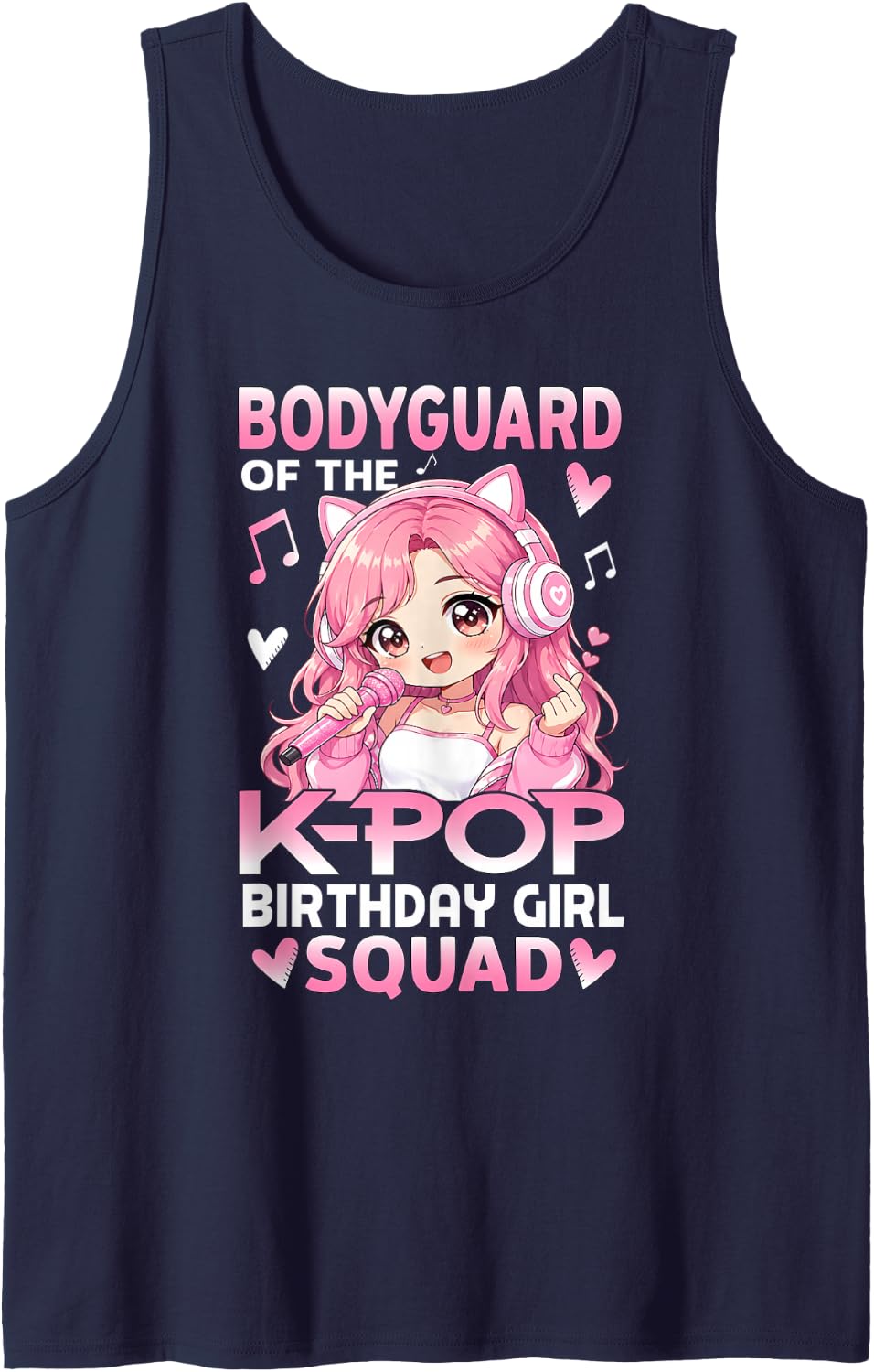 Bodyguard of The K-Pop Birthday Girl Squad Tank Top - Navy Blue