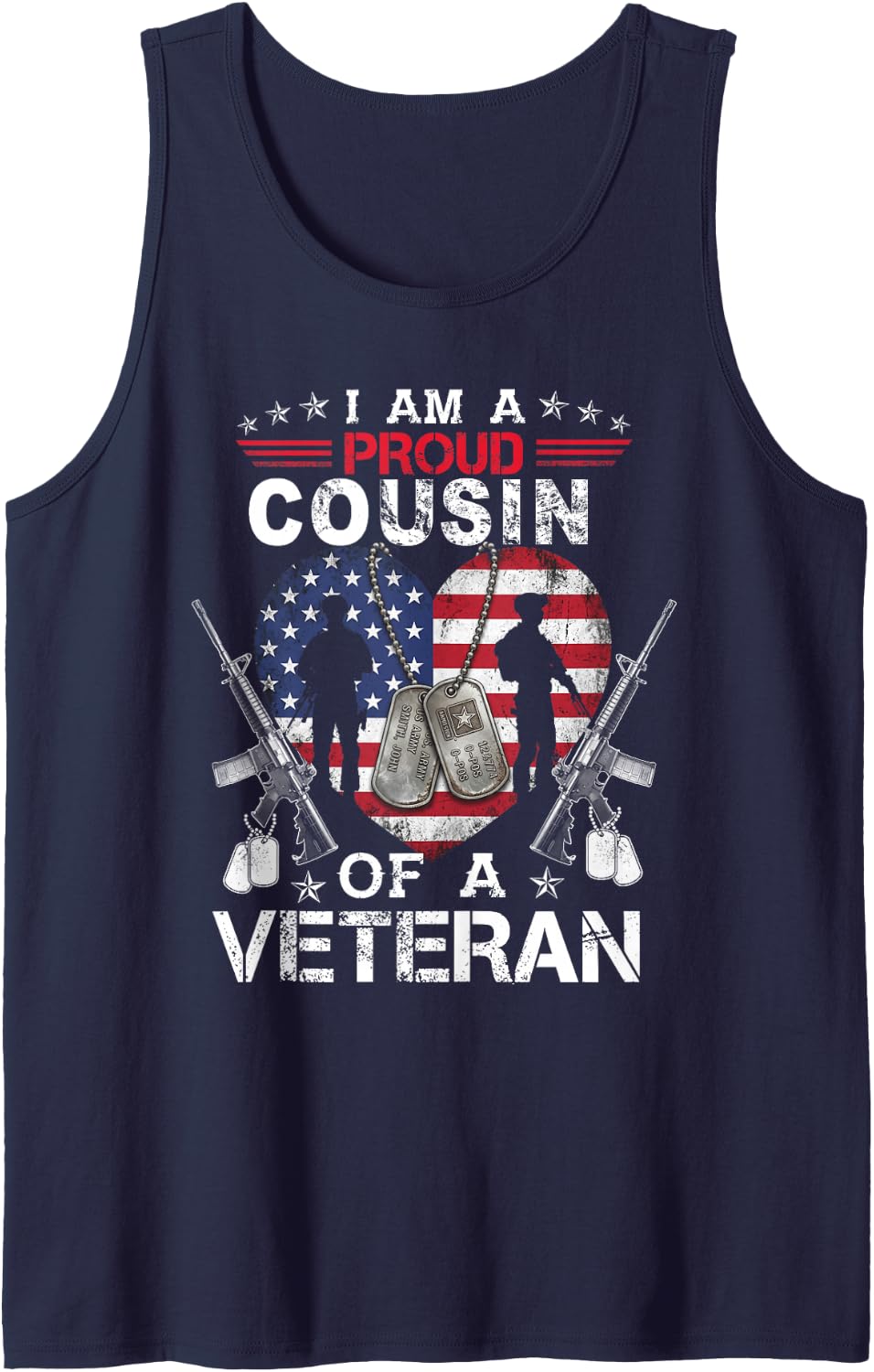 Proud Cousin Veteran Nothing Scares Patriotic Veterans Day Tank Top - Navy Blue
