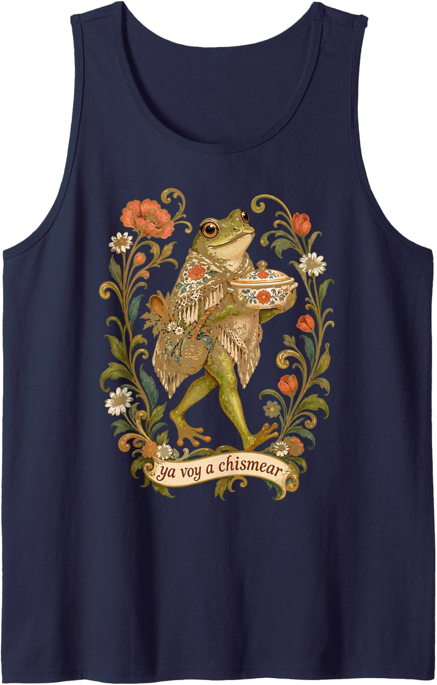 Funny Chismosa Frog Ya Voy A Chismear Spanish Latina Humor Sleeveless Tank Top - Navy Blue