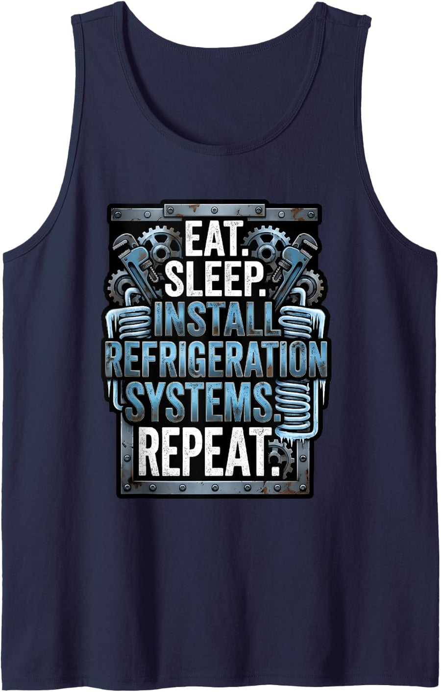 Eat Sleep Install Refrigeration Systems Repair Tech Sleeveless Tank Top - Navy Blue