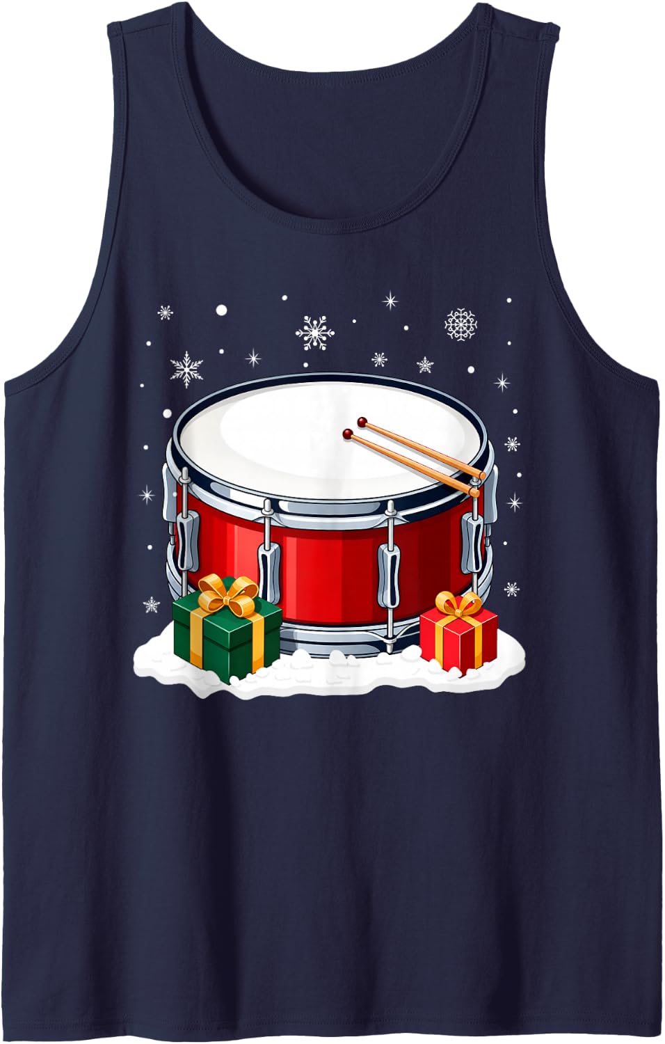 Drumming Festive Holiday Musical Drum Drummer Christmas Sleeveless Tank Top - Navy Blue