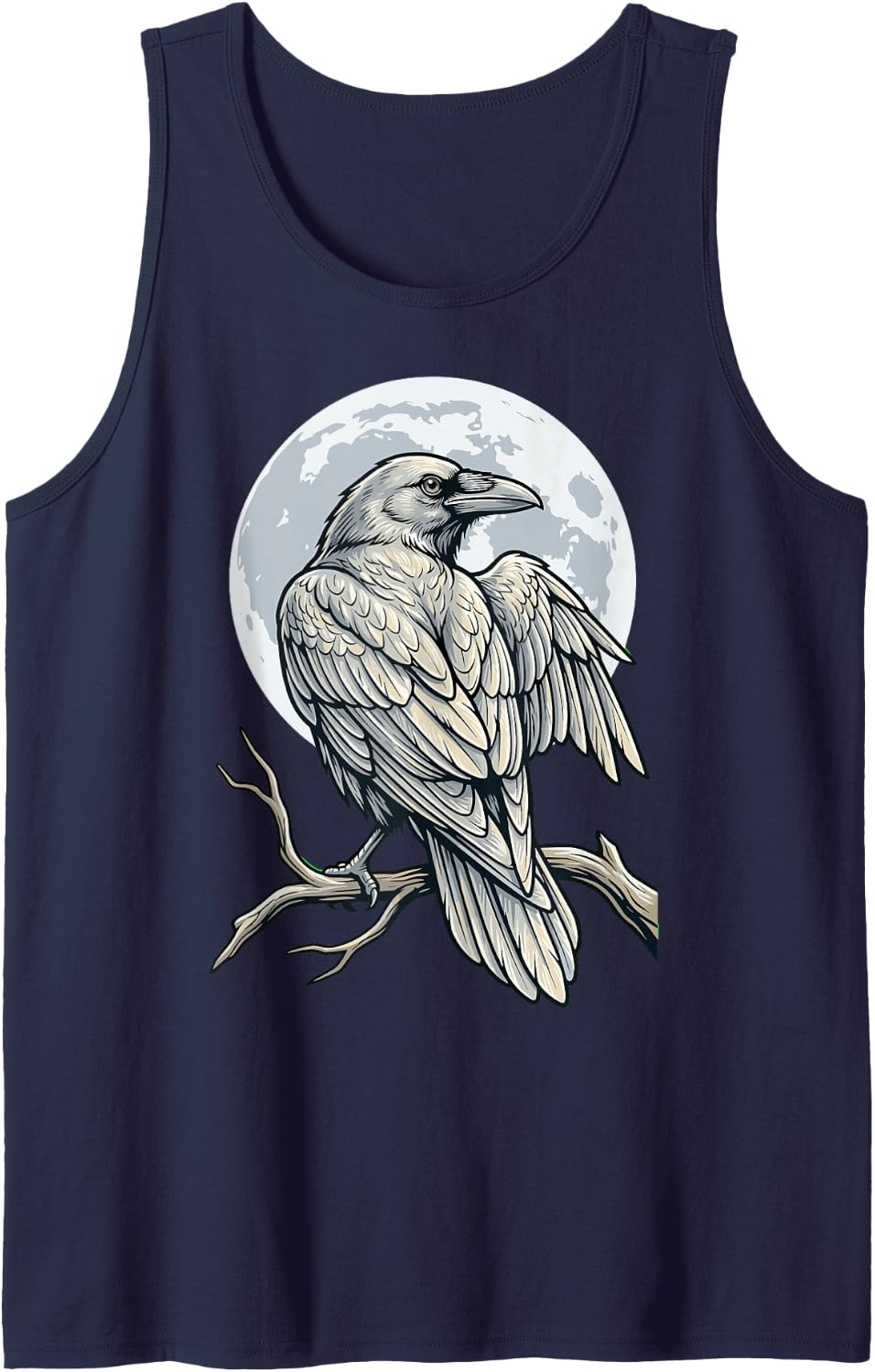 Raven Moon Funny Gothic Corvid Bird Lover Dark Men Sleeveless Tank Top - Navy Blue