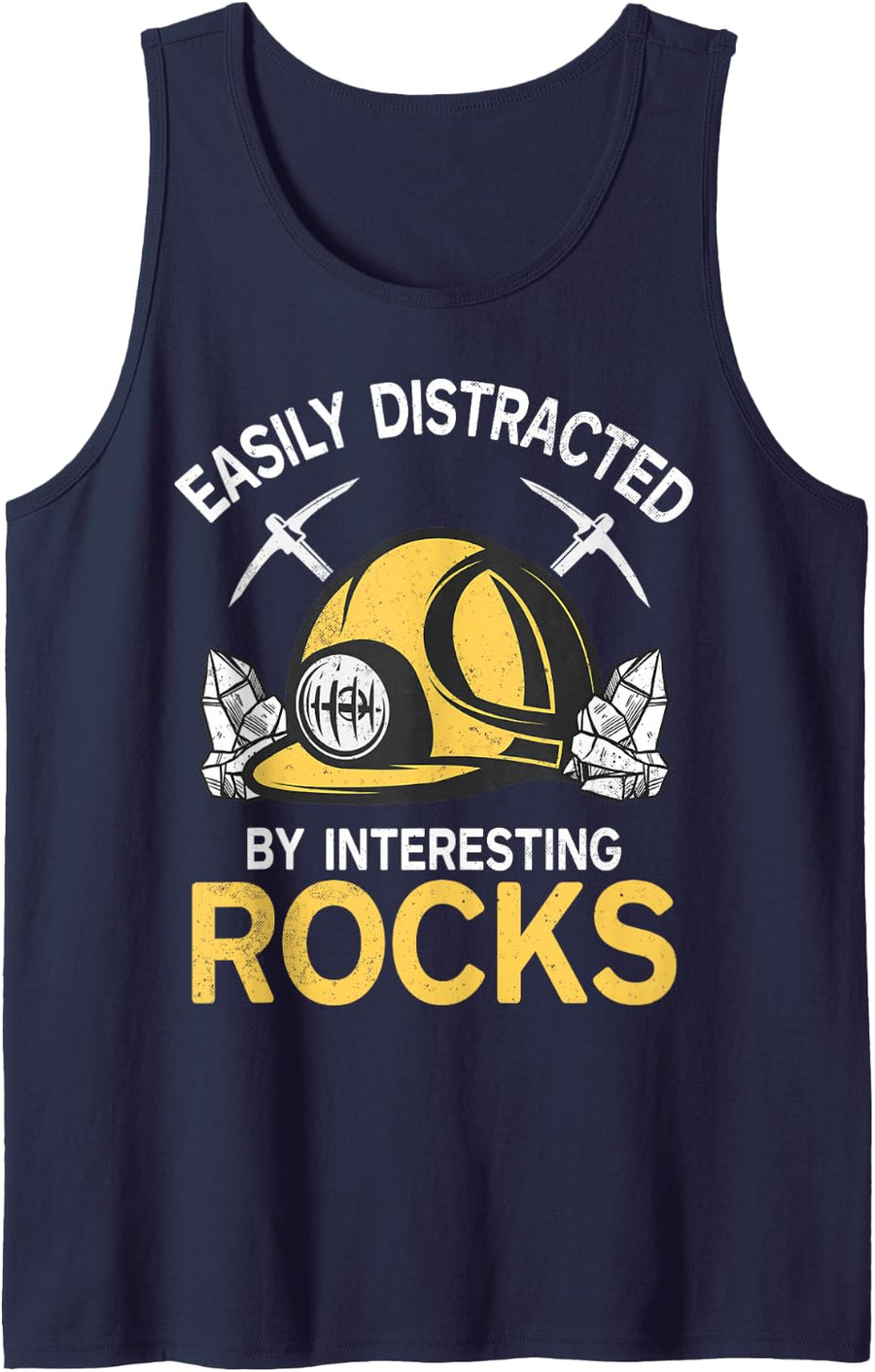 Rockhounding Easily Distracted By Rocks Collecting Geologist Sleeveless Tank Top - Navy Blue