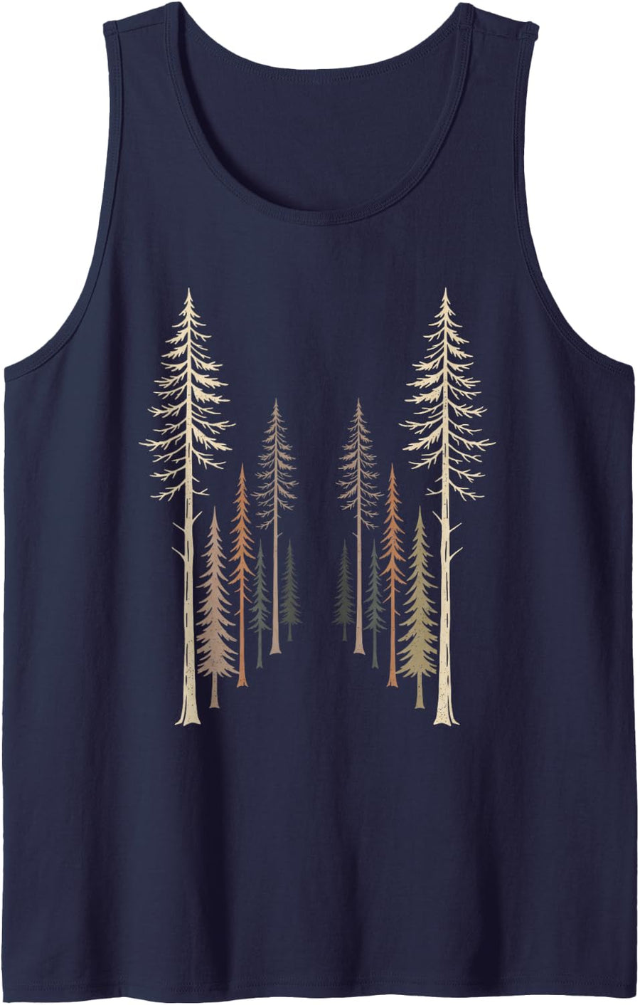 Nature Outdoor Wildlife Forest Trees Hiking Minimalism Sleeveless Tank Top - Navy Blue