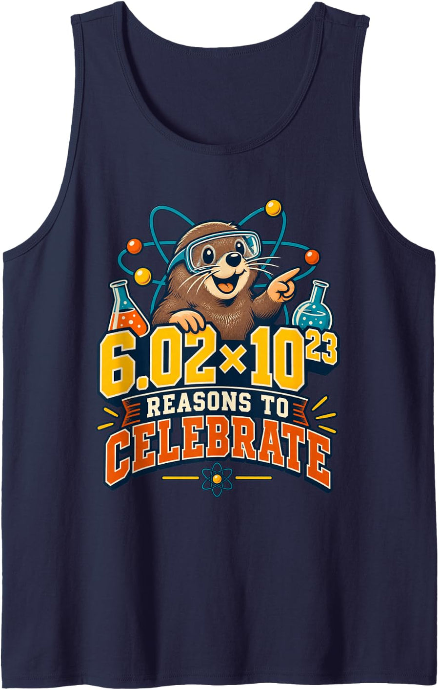 Avogadro's Number Mole Day Chemistry Celebration Sleeveless Tank Top - Navy Blue