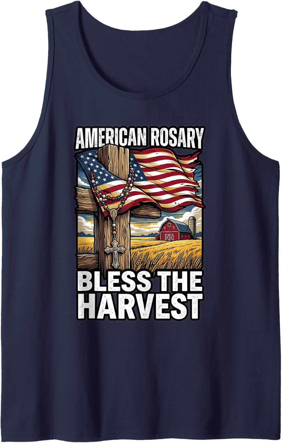 American Catholic Fence Post Catholic Sleeveless Tank Top - Navy Blue