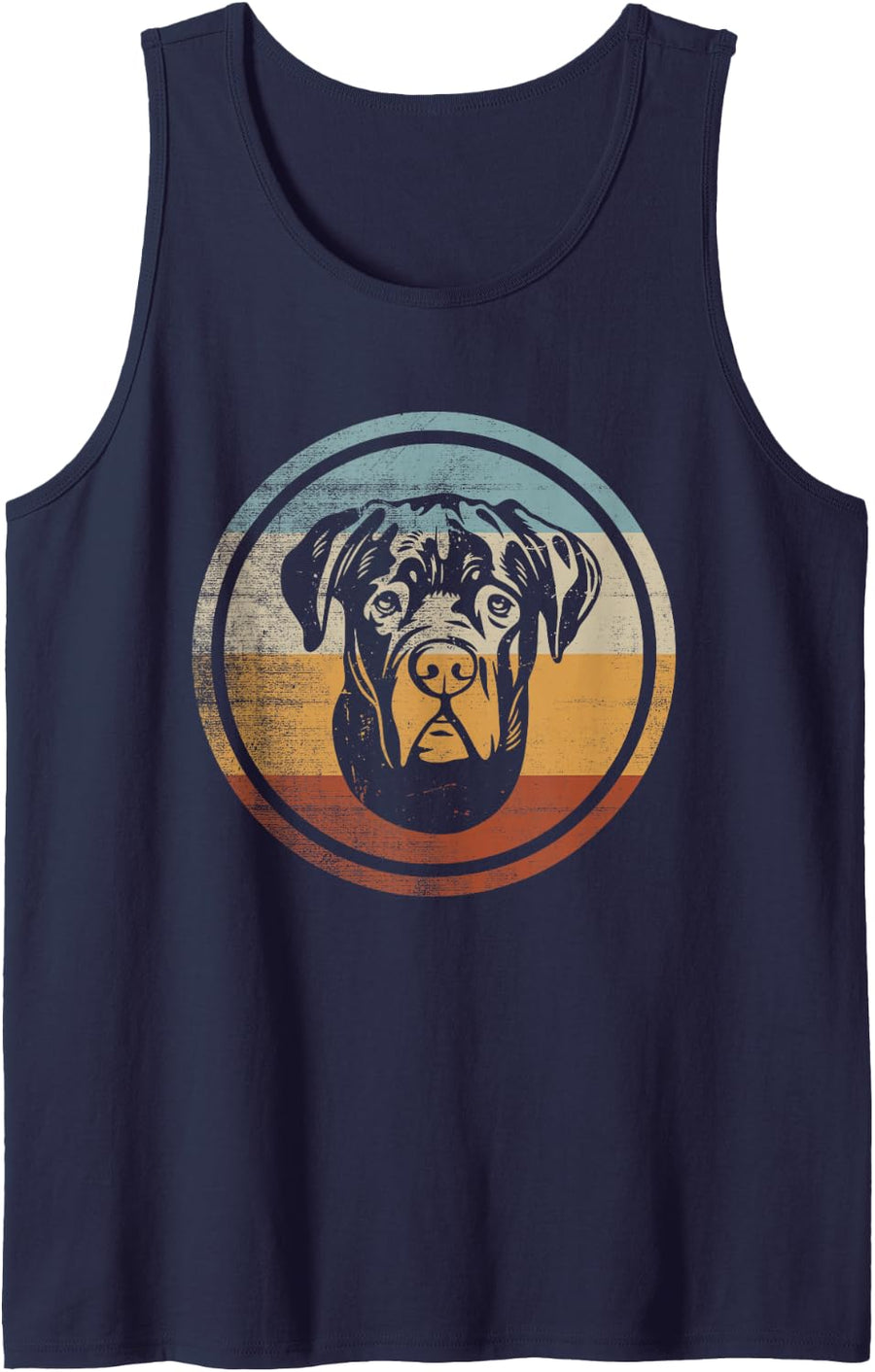 Retro Vintage Dog Design Cane Corso Tank Top - Navy Blue