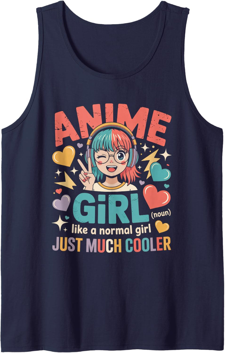 Anime Girl Like A Normal Girl Just Much Cooler Sleeveless Tank Top - Navy Blue