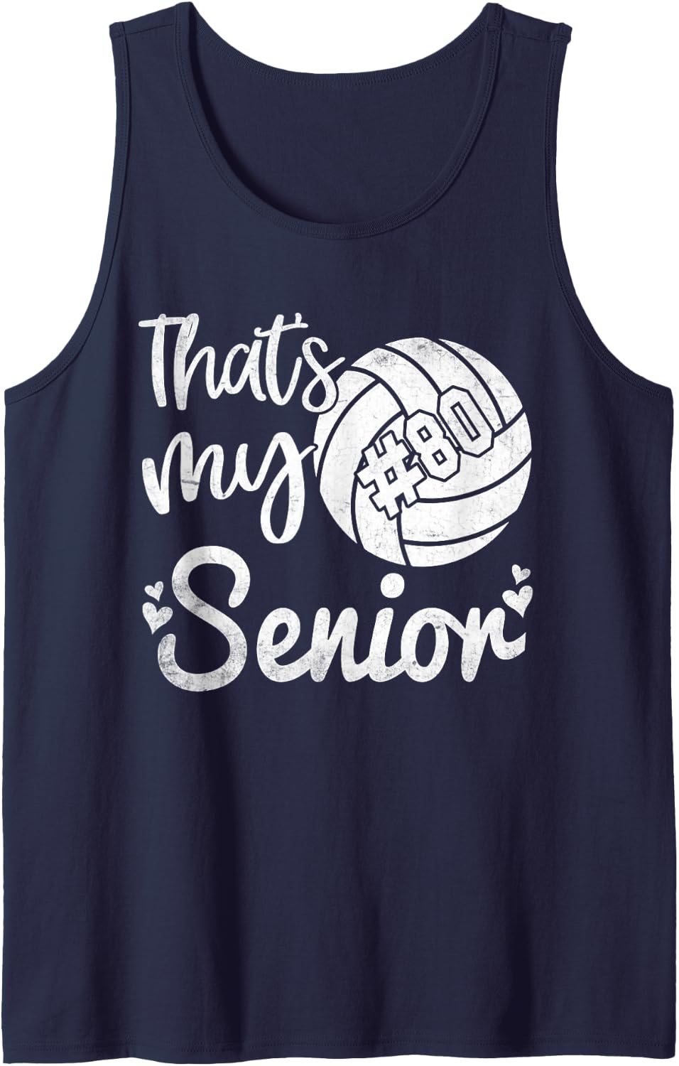 Volleyball Jersey Number 80 That's My Senior Volleyball #80 Sleeveless Tank Top - Navy Blue