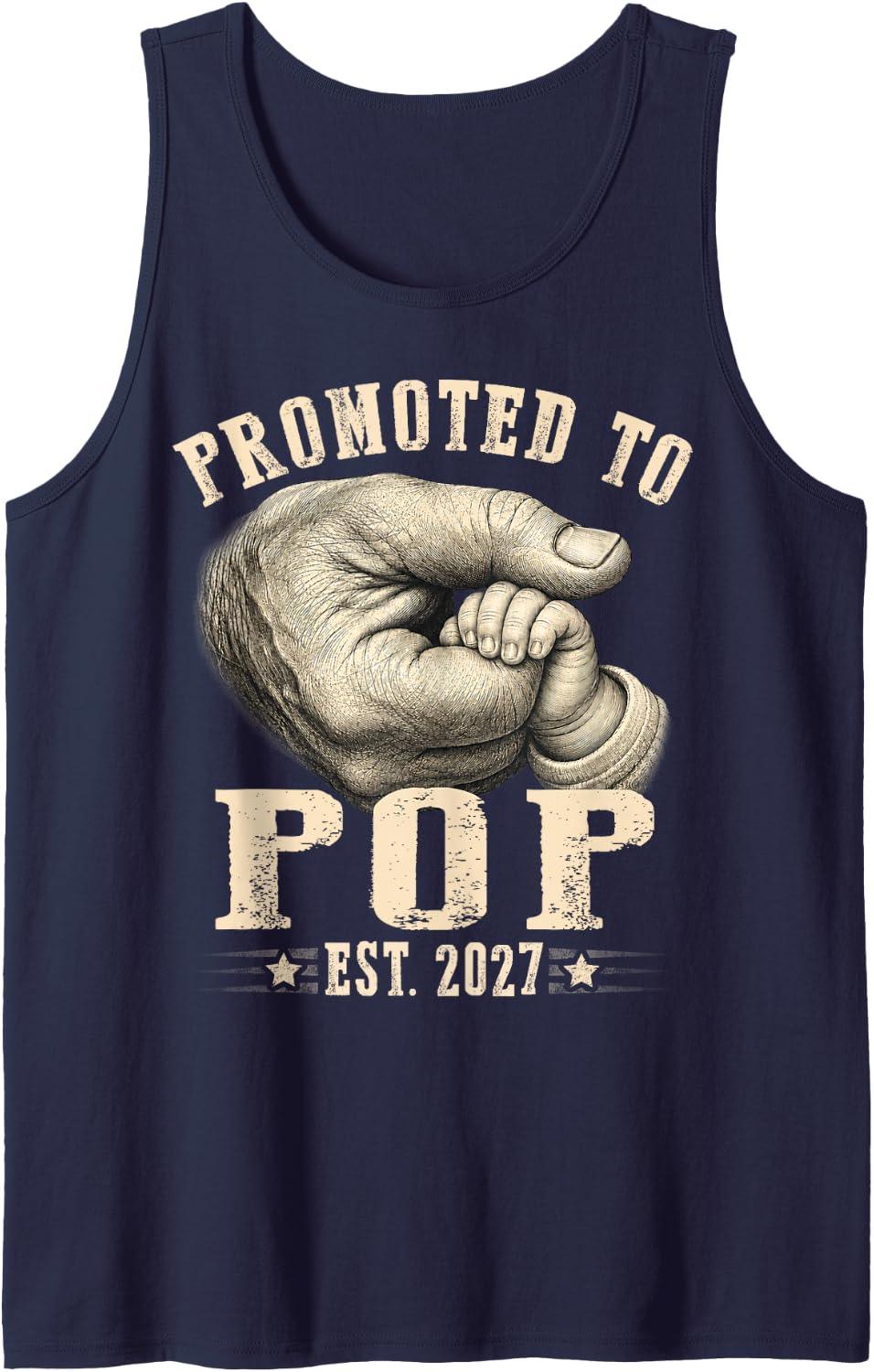 Mens Promoted to Pop est.2027 Father's Day First time Papa Tank Top - Navy Blue