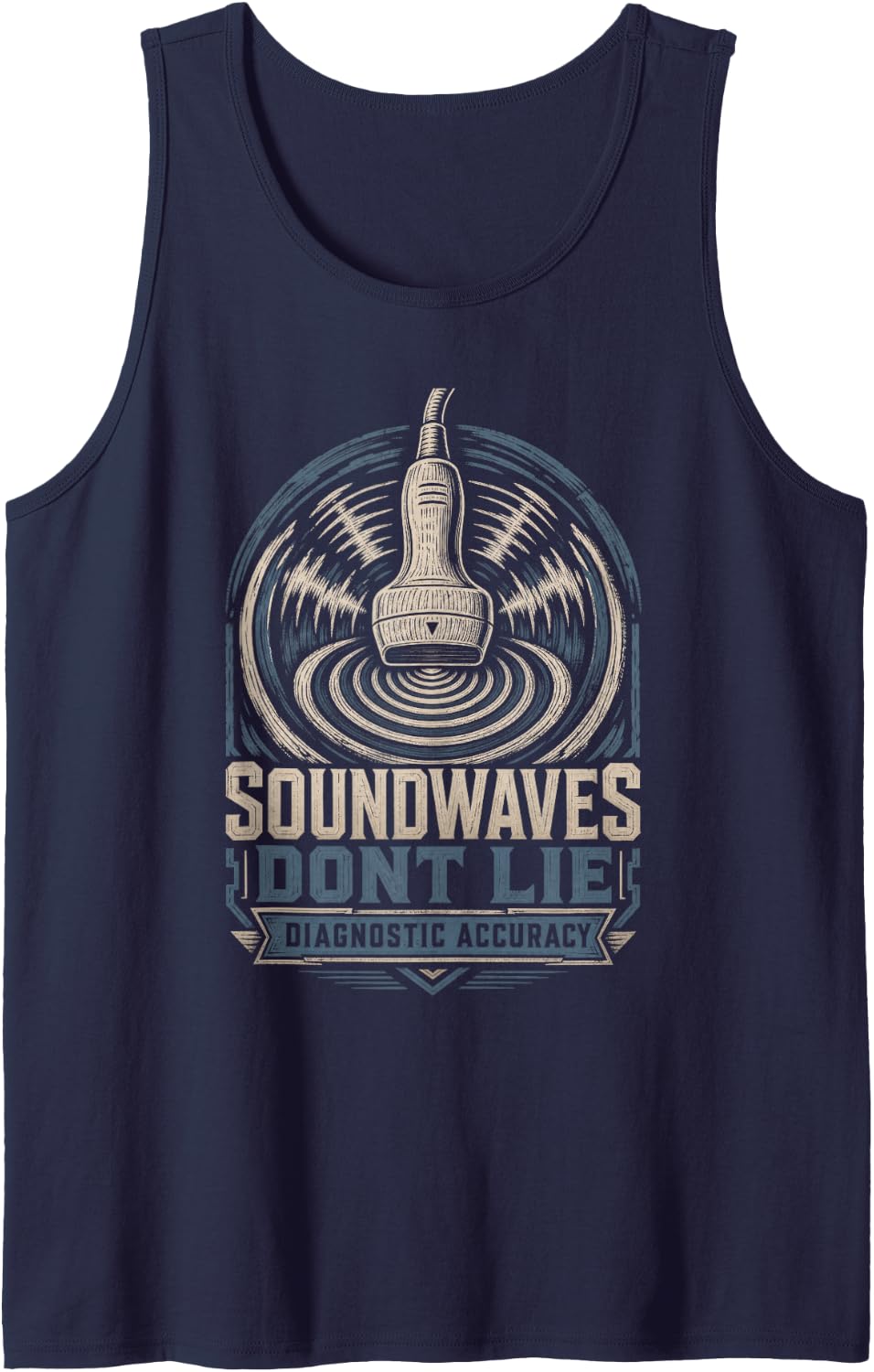 Soundwaves Dont Lie Ultrasound Sonographer Sleeveless Tank Top - Navy Blue