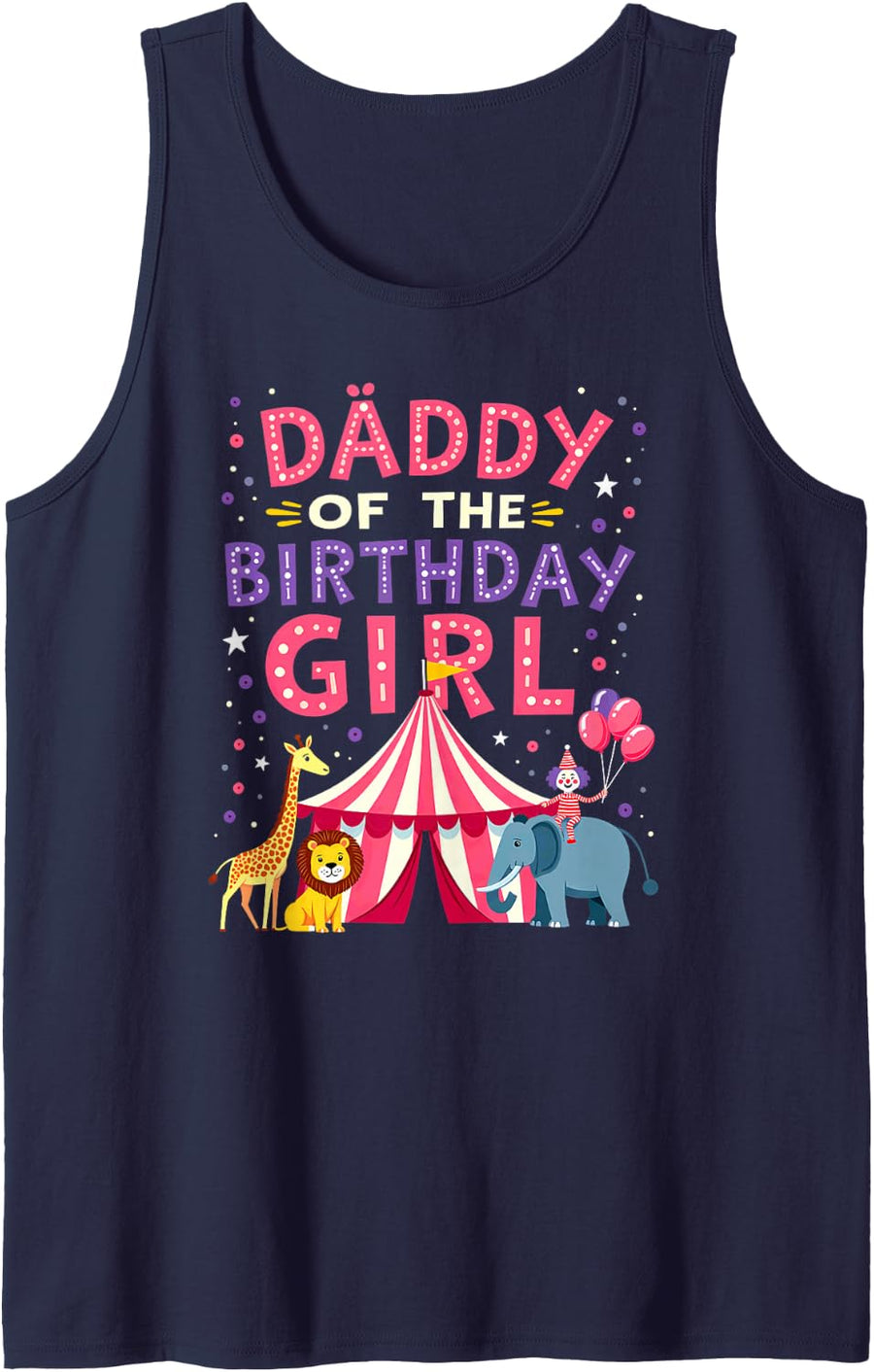 Ringmaster Daddy of The Birthday Girl Circus Carnival Sleeveless Tank Top - Navy Blue
