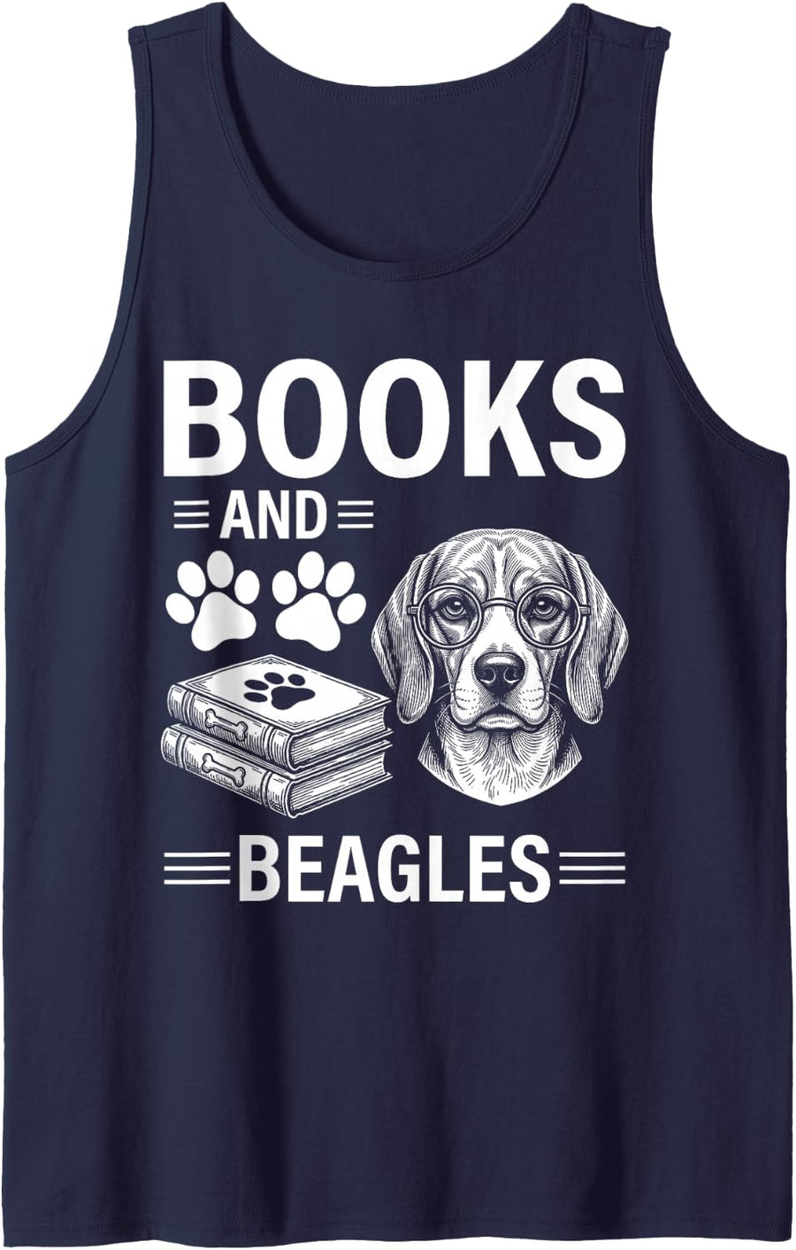 Books and Cockapoos Funny Beagle Sleeveless Tank Top - Navy Blue