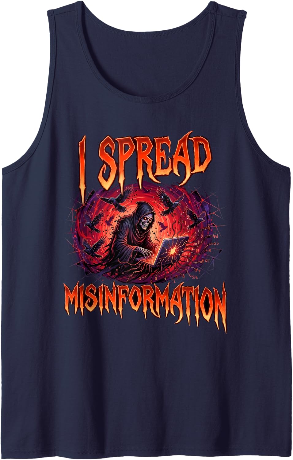I Spread Misinformation Funny Internet Troll Meme Sleeveless Tank Top - Navy Blue