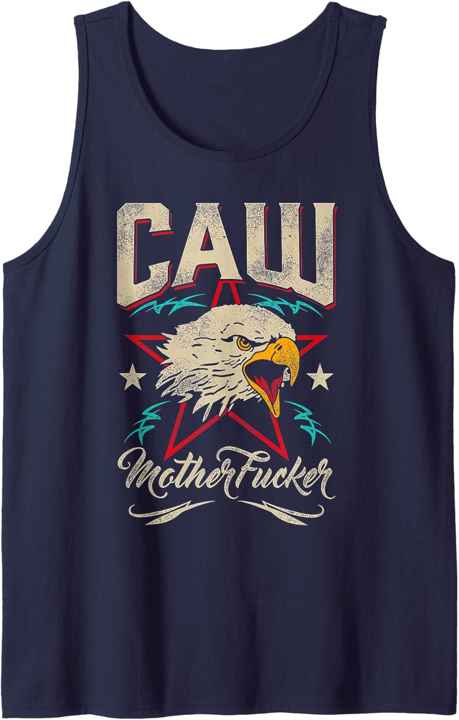 Caw Motherfucker Eagle Tank Top - Navy Blue
